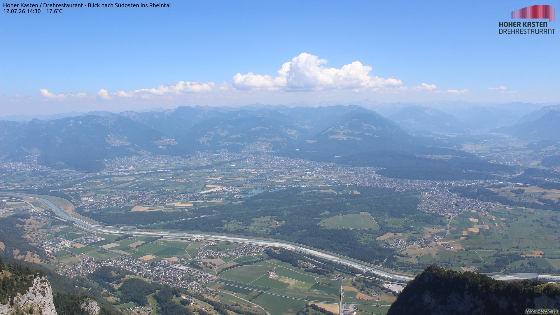 Archived image Webcam Hoher Kasten - View to the Rheintal