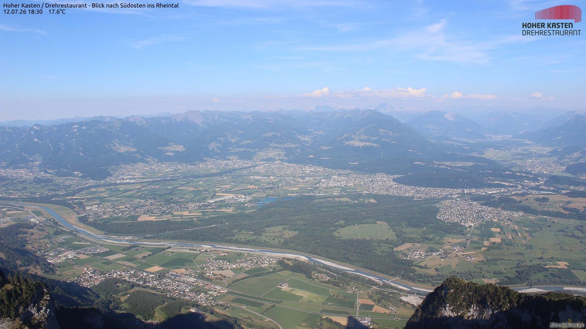 Archiv Foto Webcam Hoher Kasten - Blick ins Rheintal