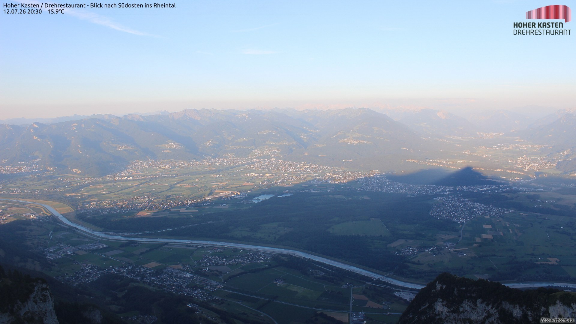 Archiv Foto Webcam Hoher Kasten - Blick ins Rheintal