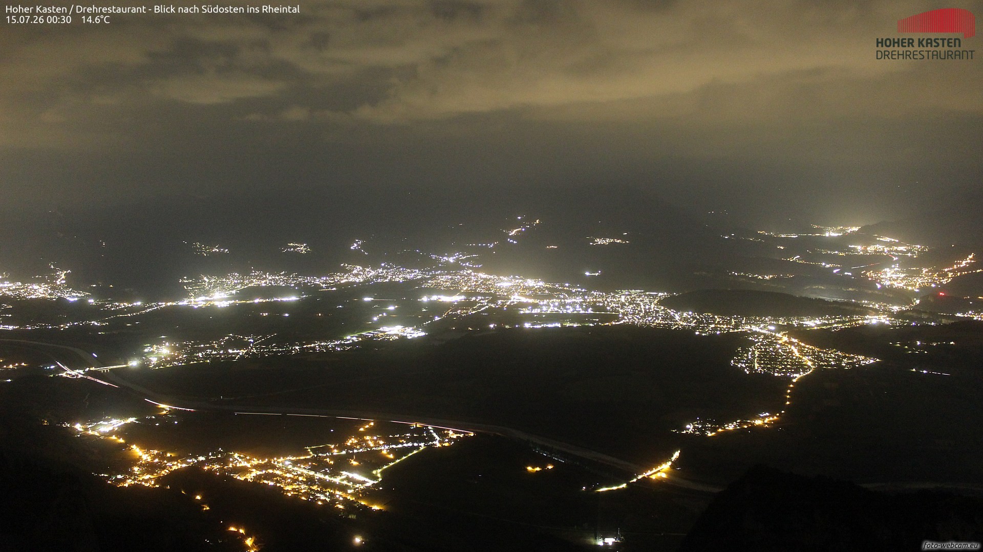 Archiv Foto Webcam Hoher Kasten - Blick ins Rheintal