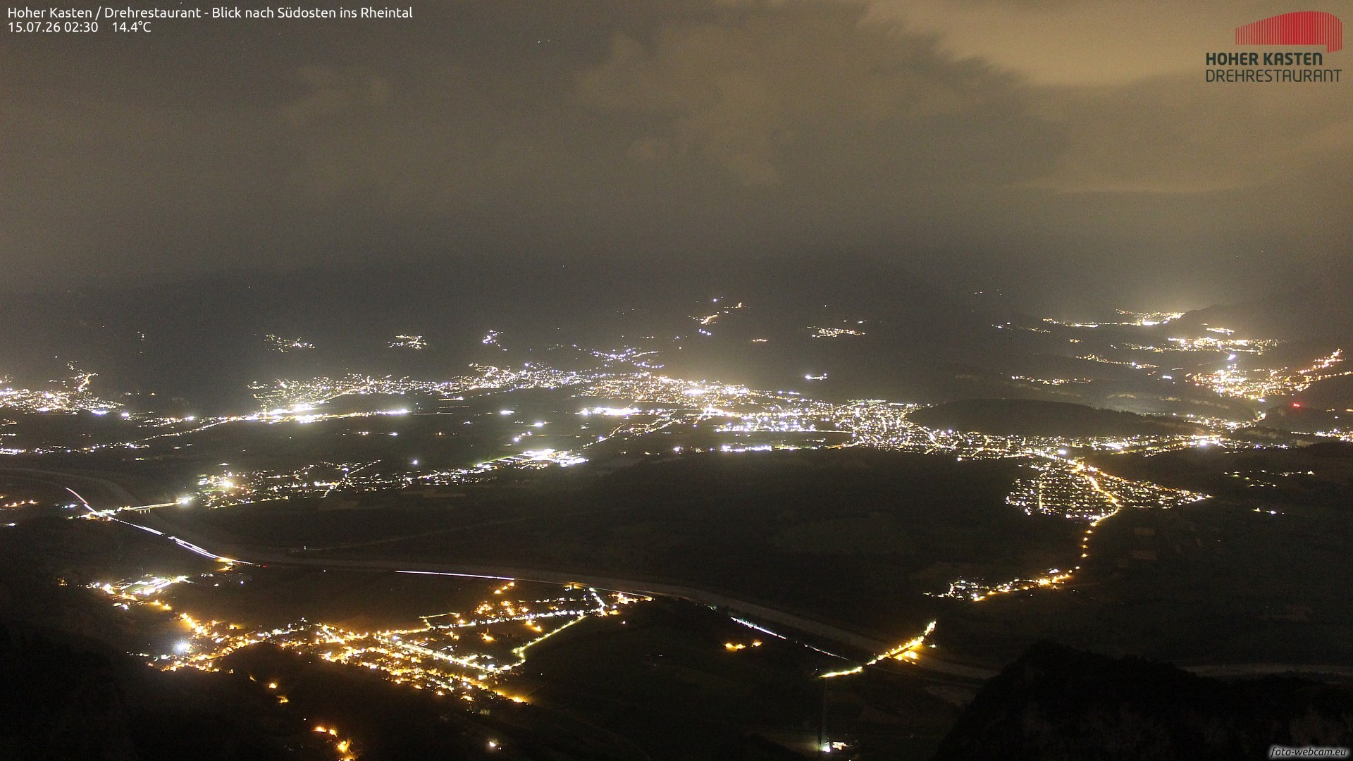 Archiv Foto Webcam Hoher Kasten - Blick ins Rheintal