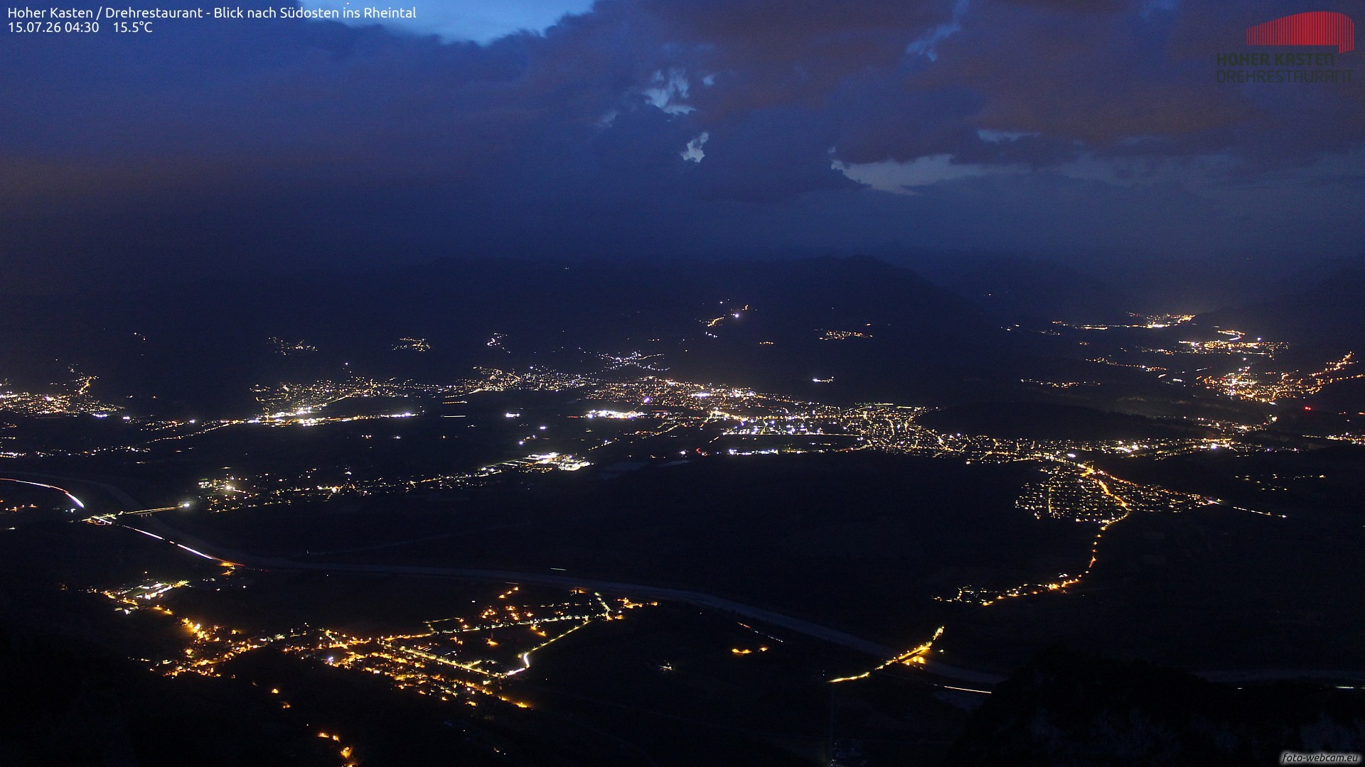 Archiv Foto Webcam Hoher Kasten - Blick ins Rheintal
