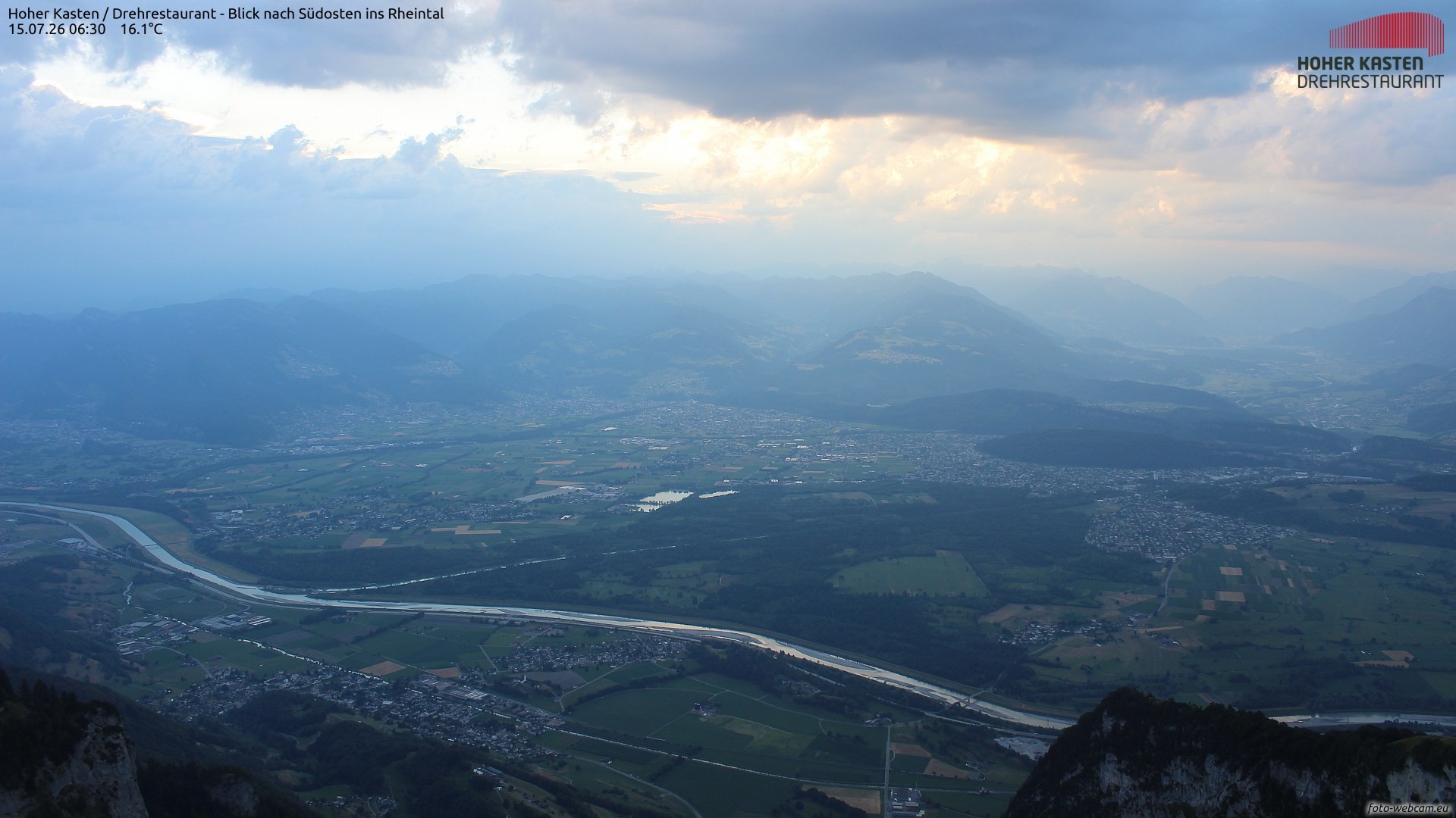 Archiv Foto Webcam Hoher Kasten - Blick ins Rheintal
