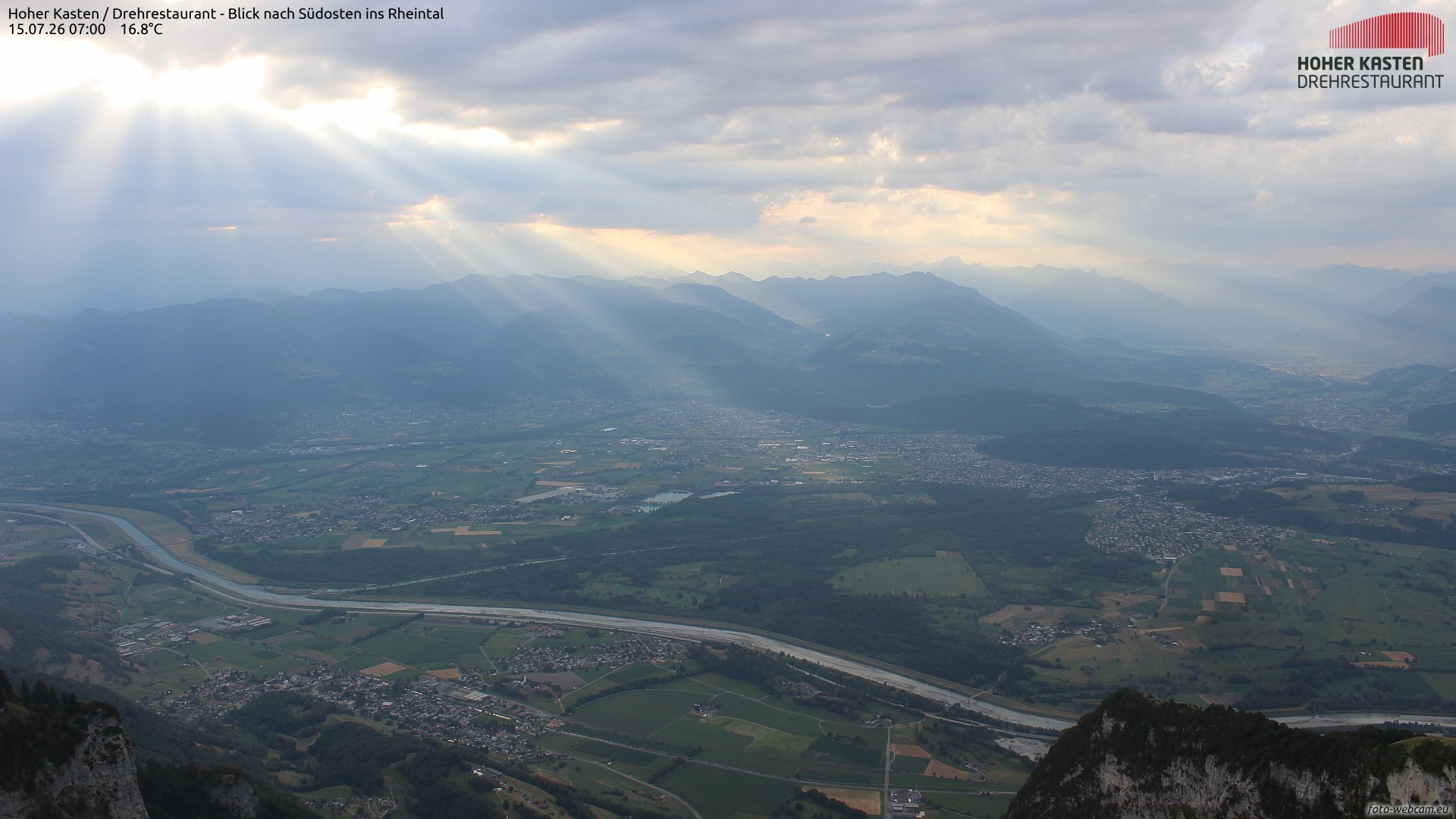 Archiv Foto Webcam Hoher Kasten - Blick ins Rheintal