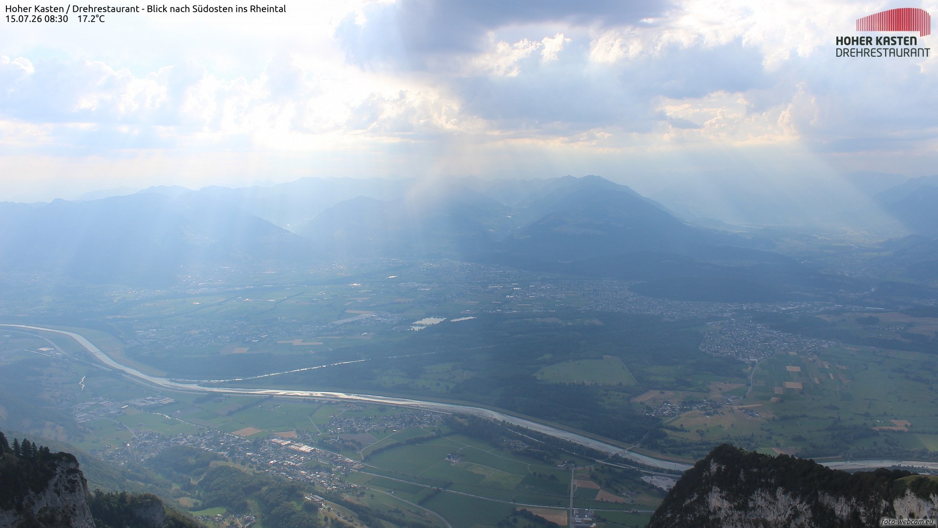 Archiv Foto Webcam Hoher Kasten - Blick ins Rheintal