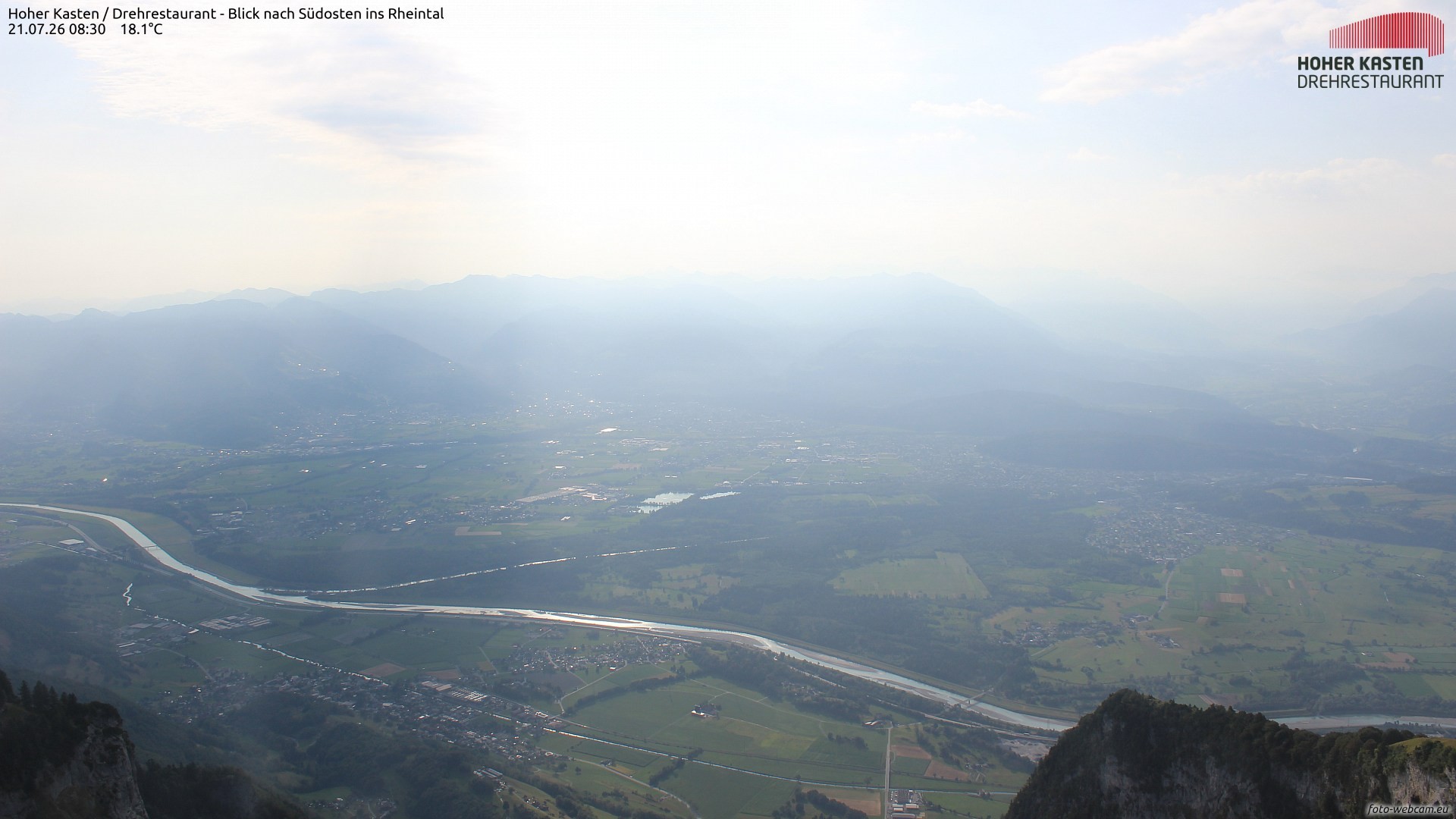 Archived image Webcam Hoher Kasten - View to the Rheintal