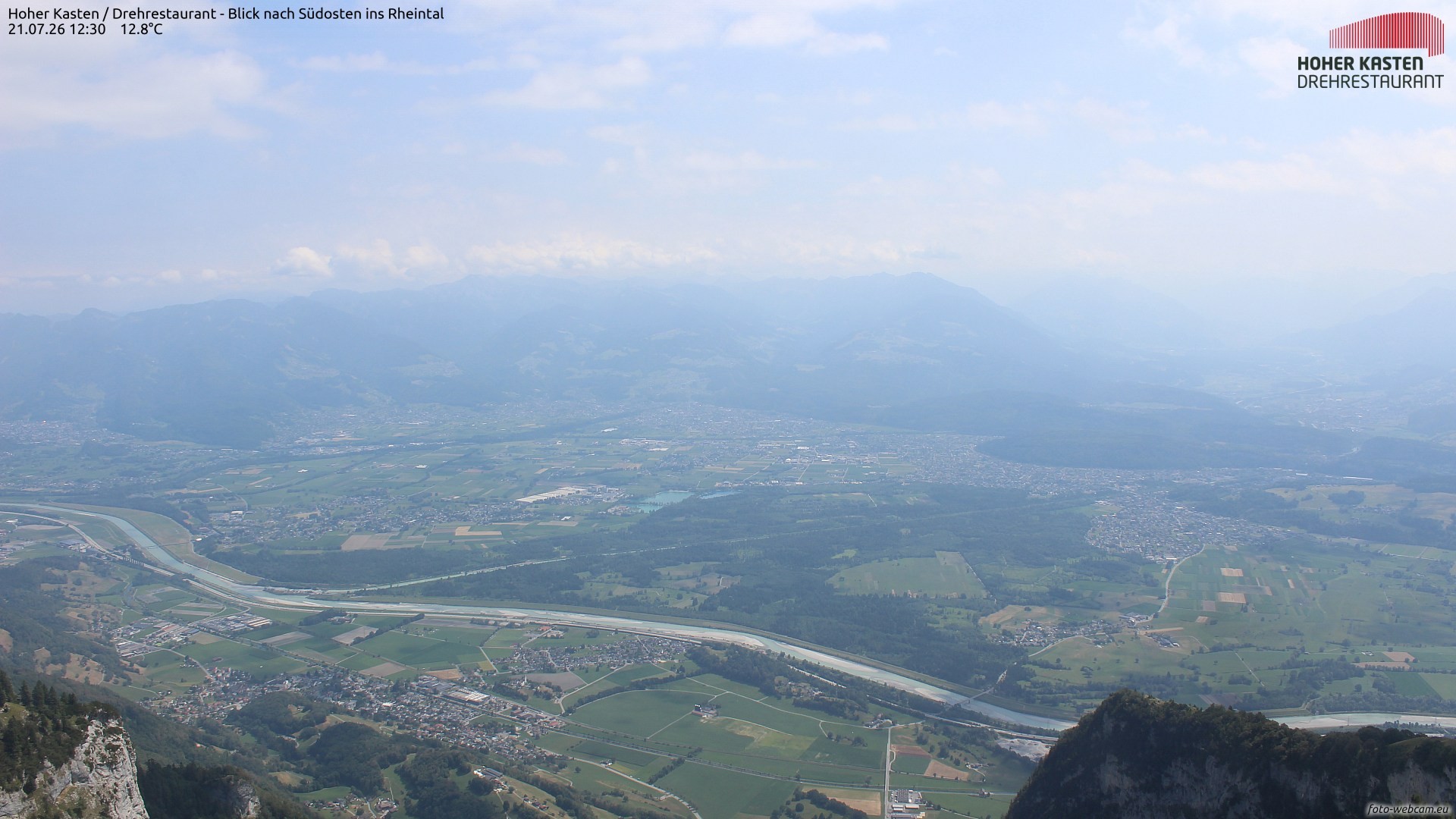 Archived image Webcam Hoher Kasten - View to the Rheintal