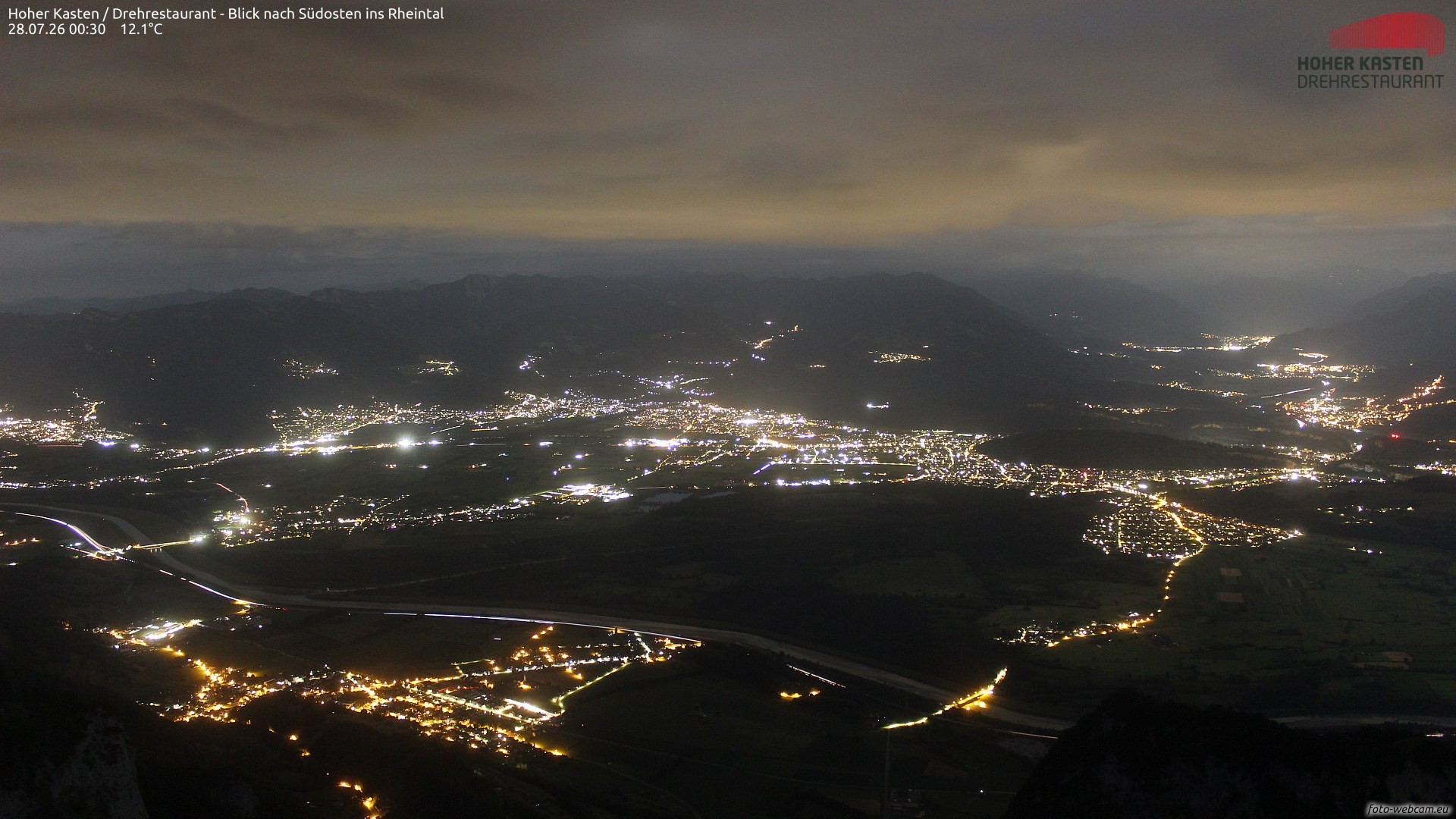 Archived image Webcam Hoher Kasten - View to the Rheintal