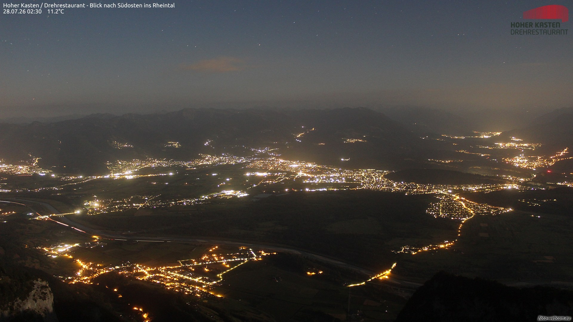 Archived image Webcam Hoher Kasten - View to the Rheintal