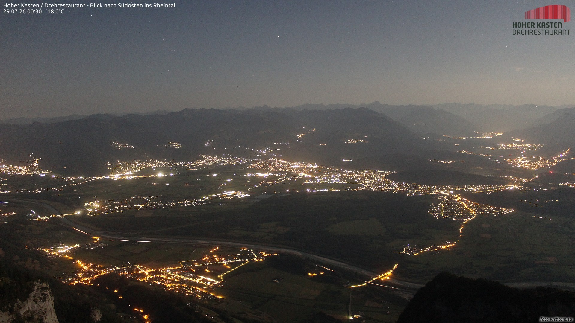 Archiv Foto Webcam Hoher Kasten - Blick ins Rheintal