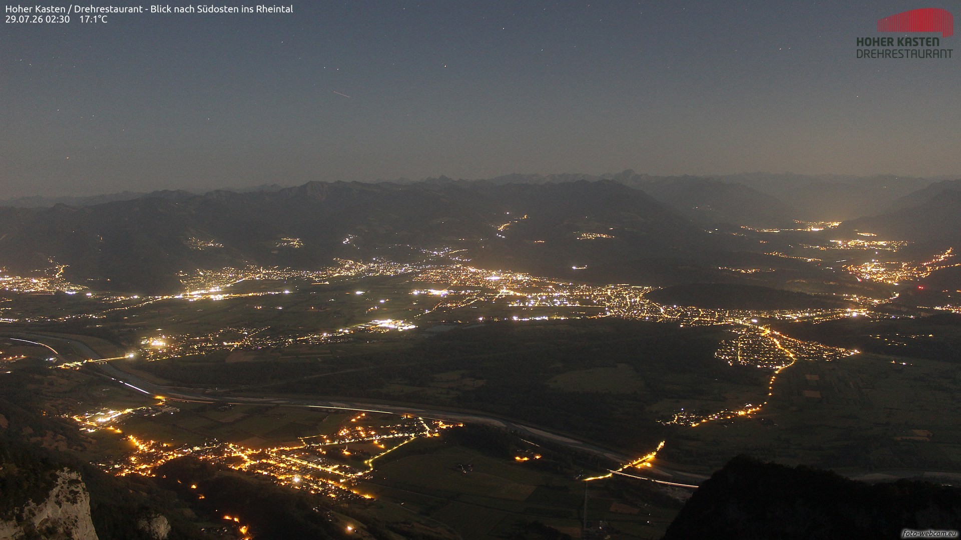 Archiv Foto Webcam Hoher Kasten - Blick ins Rheintal