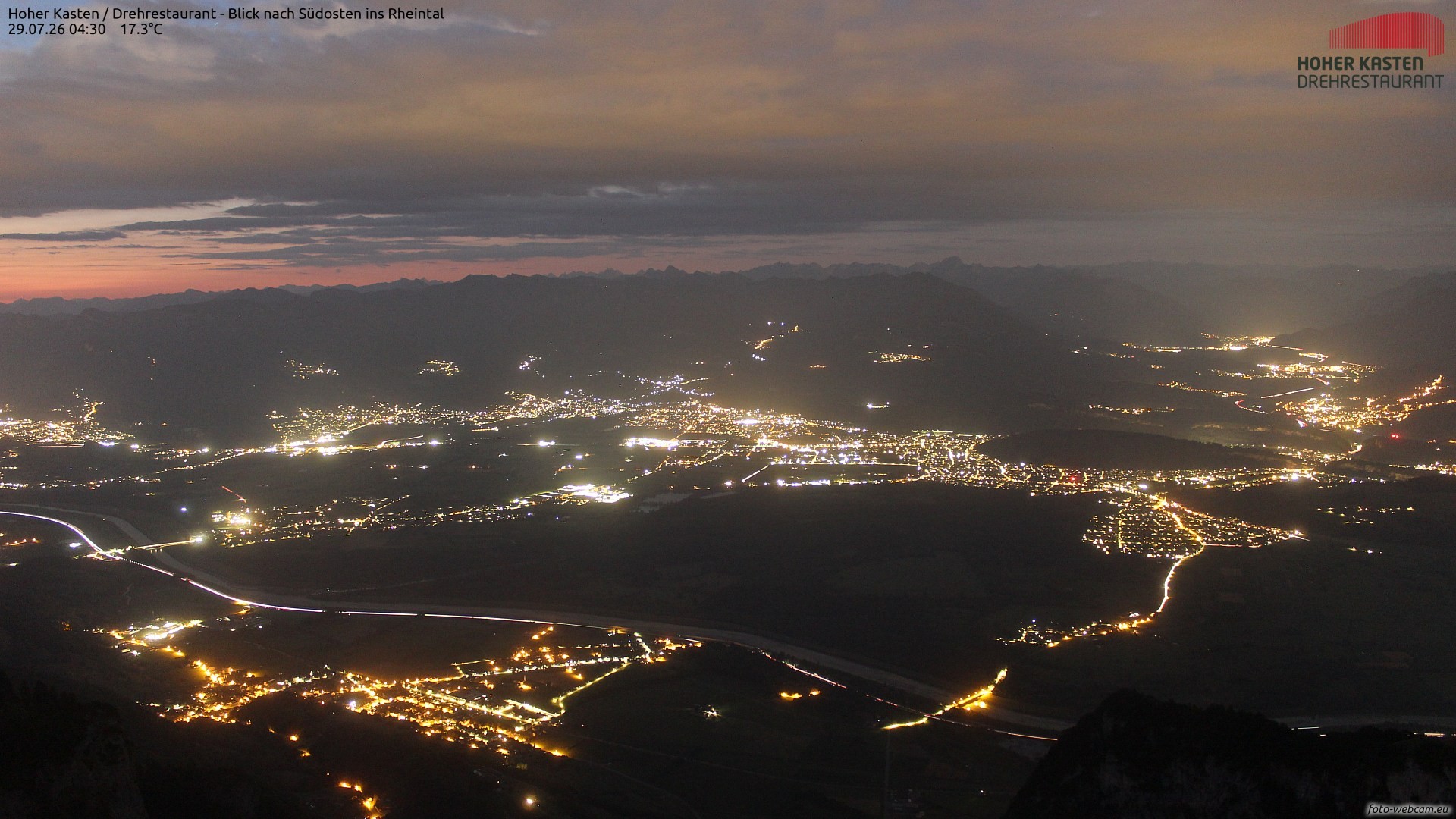 Archiv Foto Webcam Hoher Kasten - Blick ins Rheintal