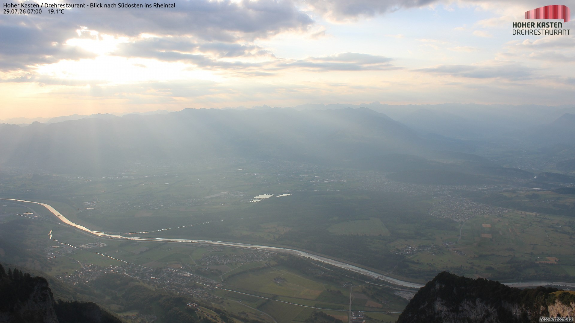 Archiv Foto Webcam Hoher Kasten - Blick ins Rheintal