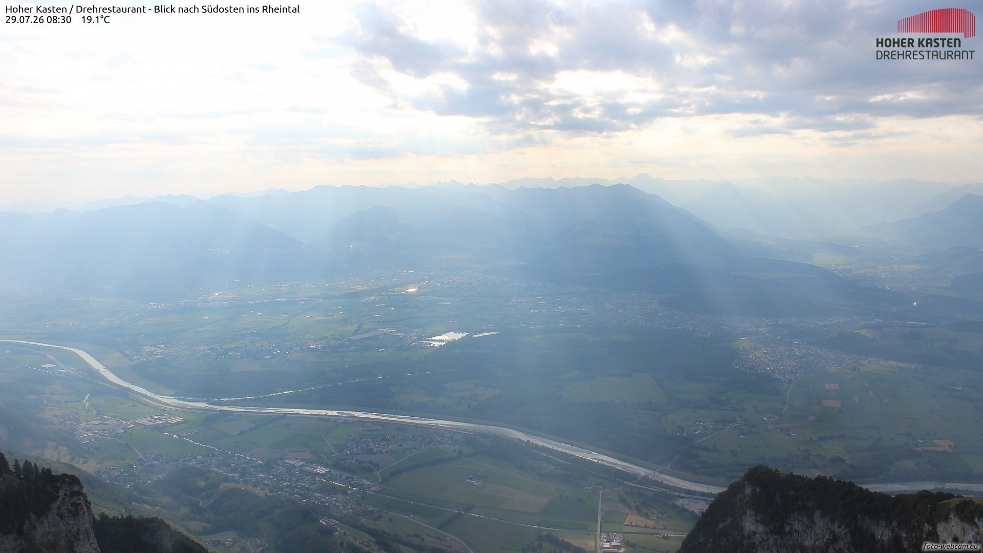 Archiv Foto Webcam Hoher Kasten - Blick ins Rheintal