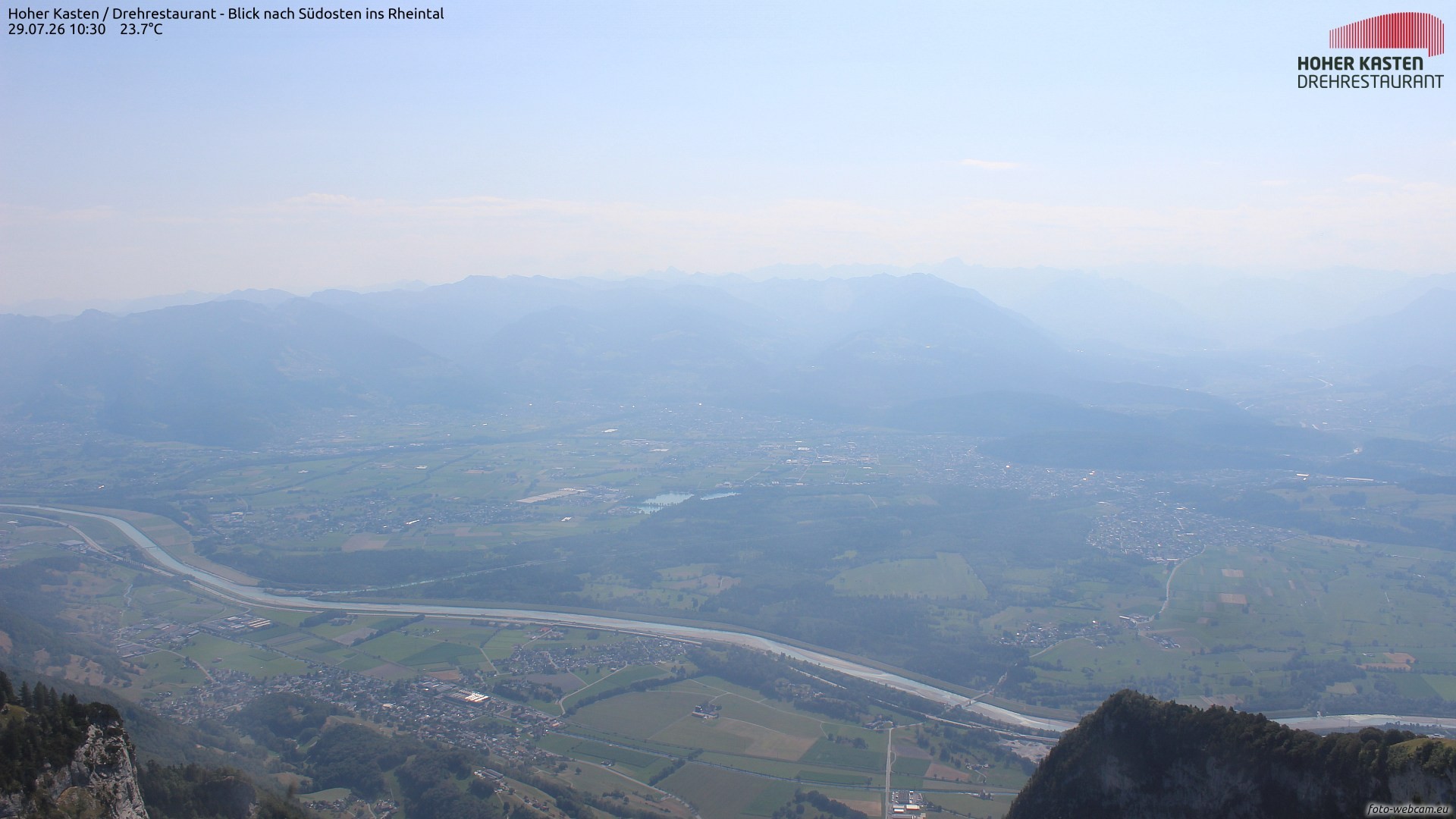 Archiv Foto Webcam Hoher Kasten - Blick ins Rheintal