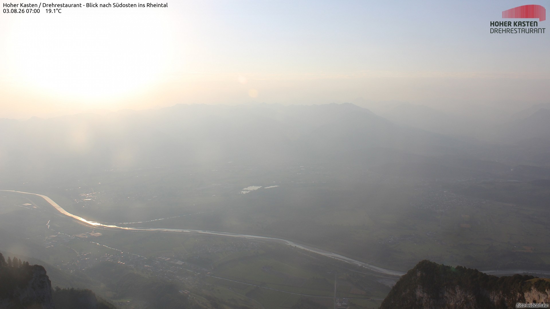 Archived image Webcam Hoher Kasten - View to the Rheintal