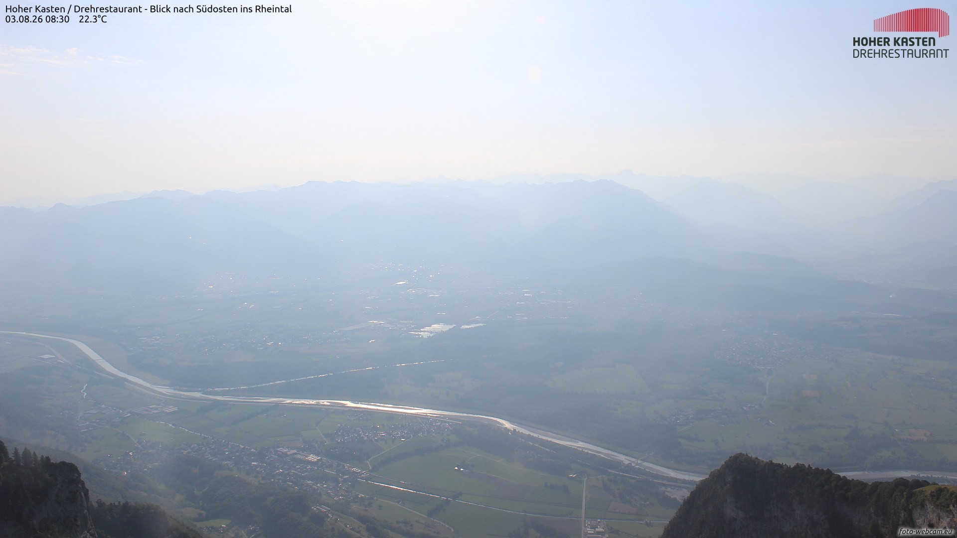 Archived image Webcam Hoher Kasten - View to the Rheintal