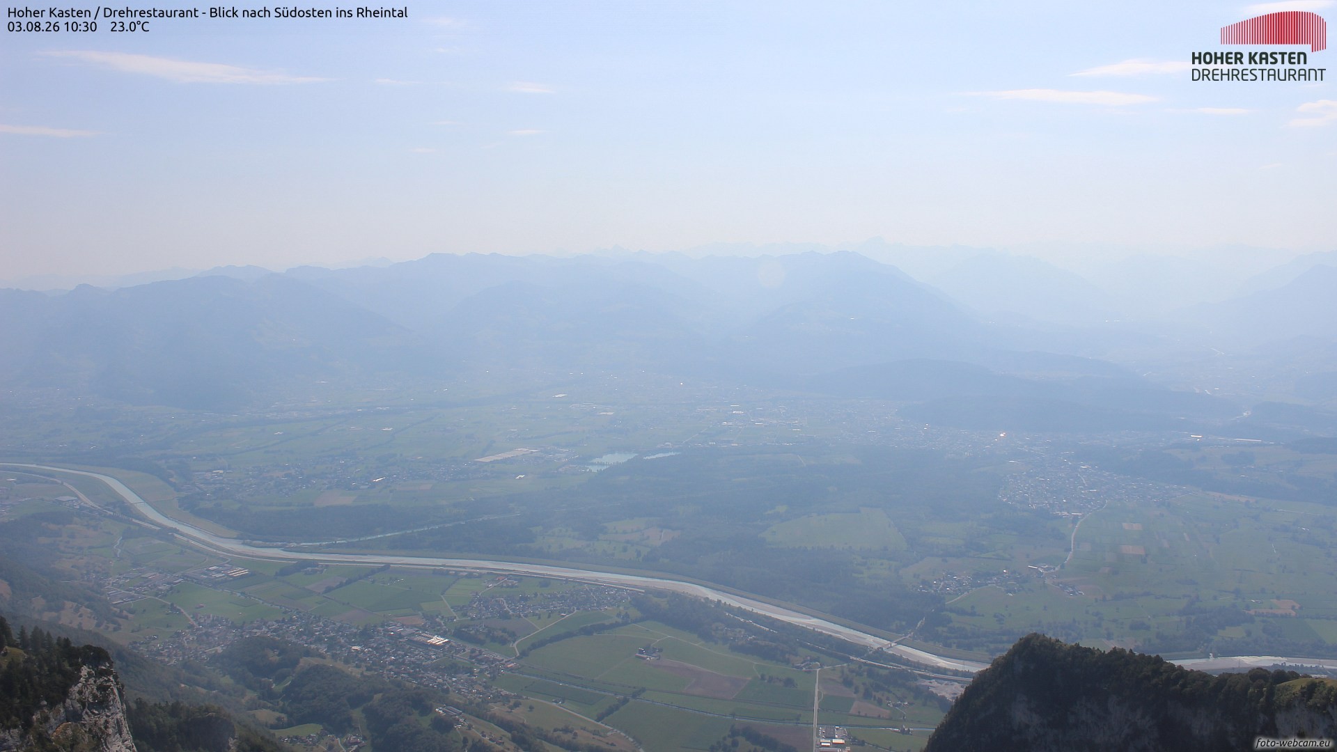 Archived image Webcam Hoher Kasten - View to the Rheintal