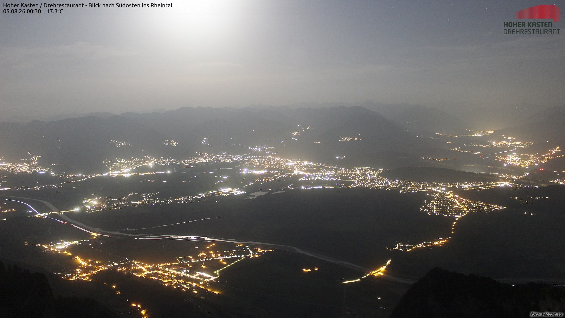 Archiv Foto Webcam Hoher Kasten - Blick ins Rheintal