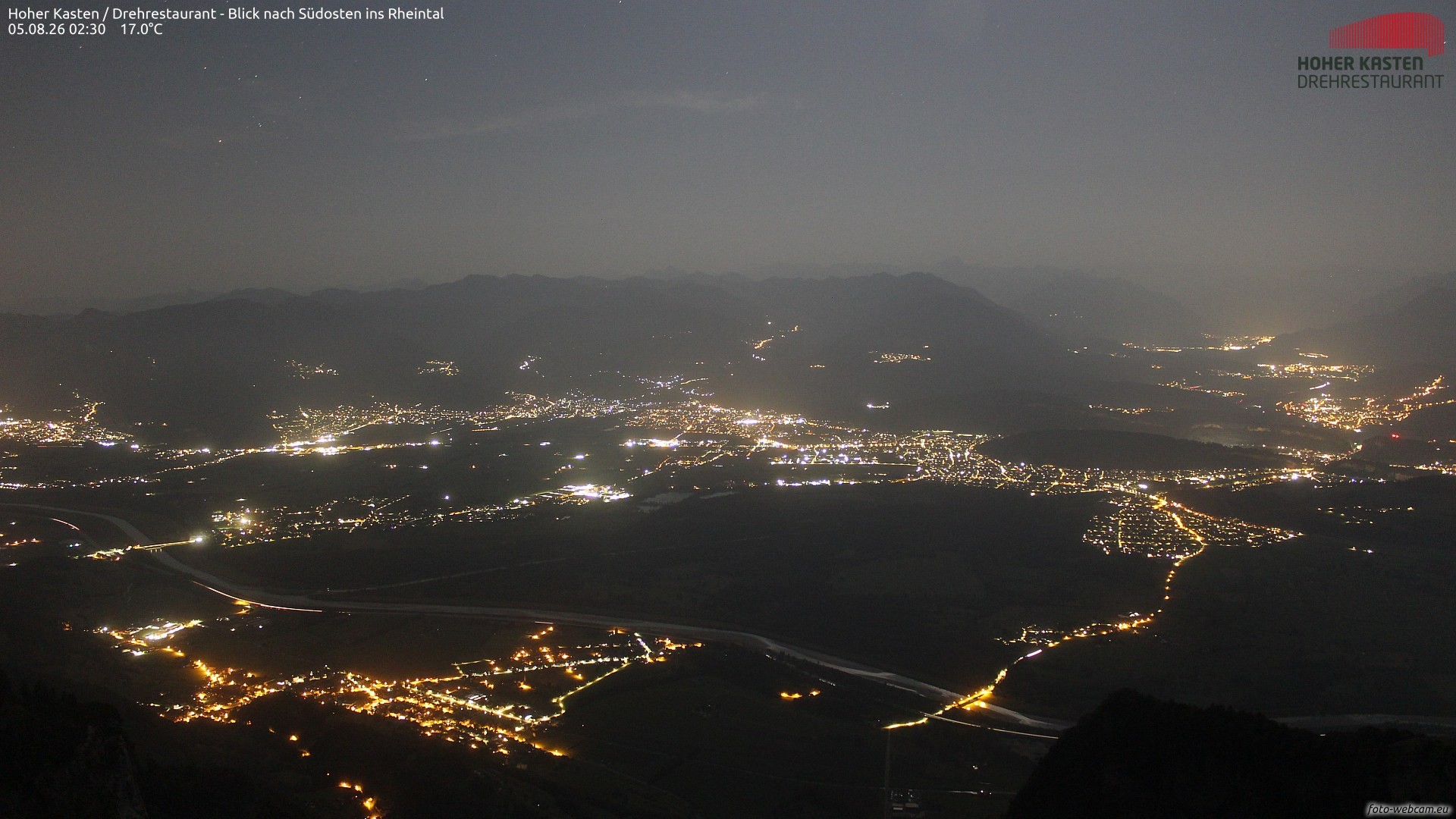 Archiv Foto Webcam Hoher Kasten - Blick ins Rheintal