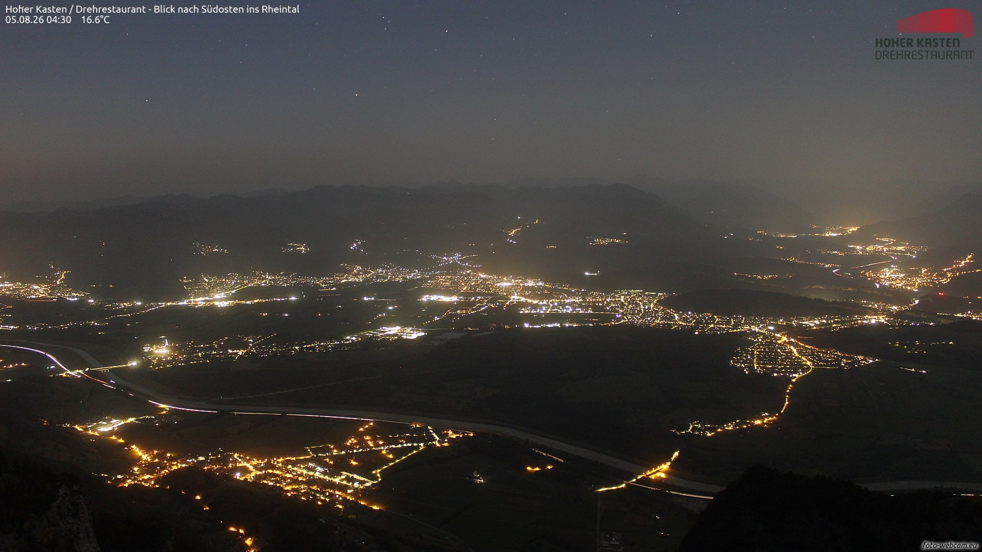 Archiv Foto Webcam Hoher Kasten - Blick ins Rheintal