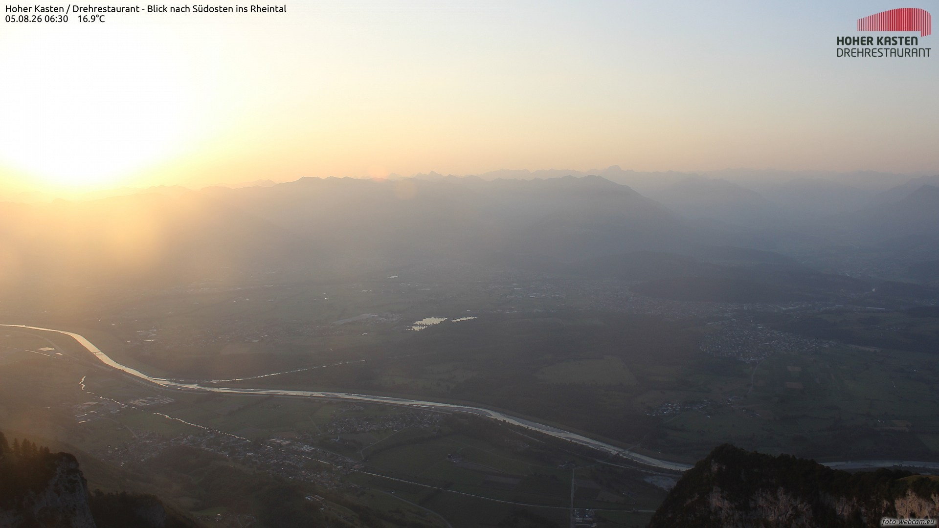 Archiv Foto Webcam Hoher Kasten - Blick ins Rheintal