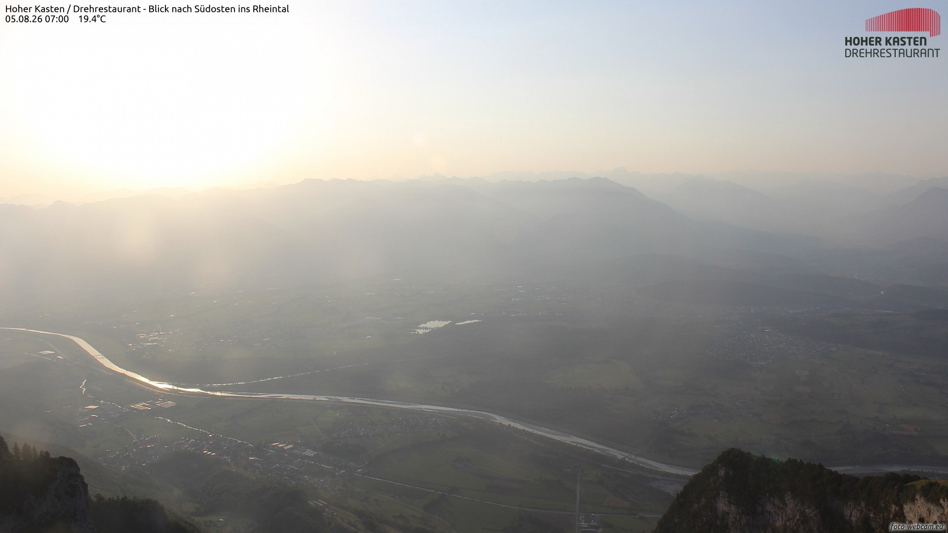 Archiv Foto Webcam Hoher Kasten - Blick ins Rheintal