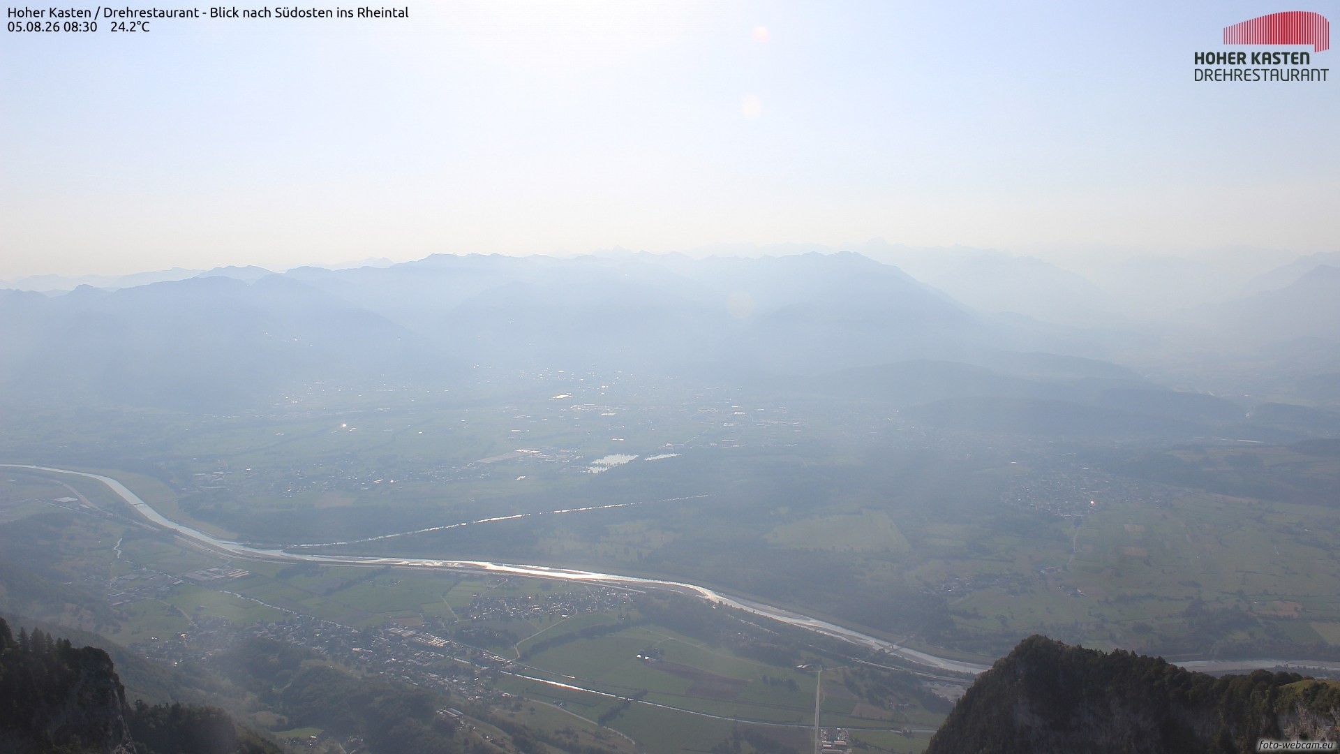Archiv Foto Webcam Hoher Kasten - Blick ins Rheintal