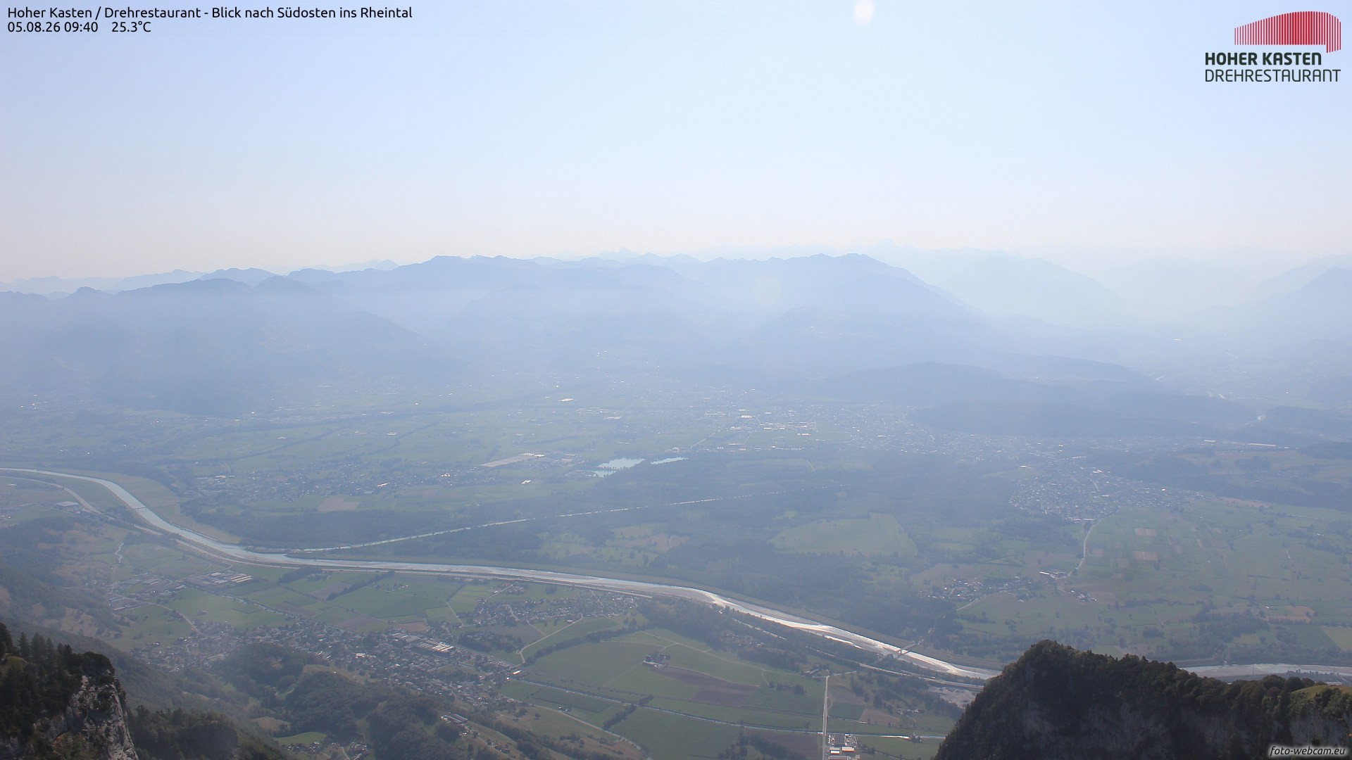 Archiv Foto Webcam Hoher Kasten - Blick ins Rheintal