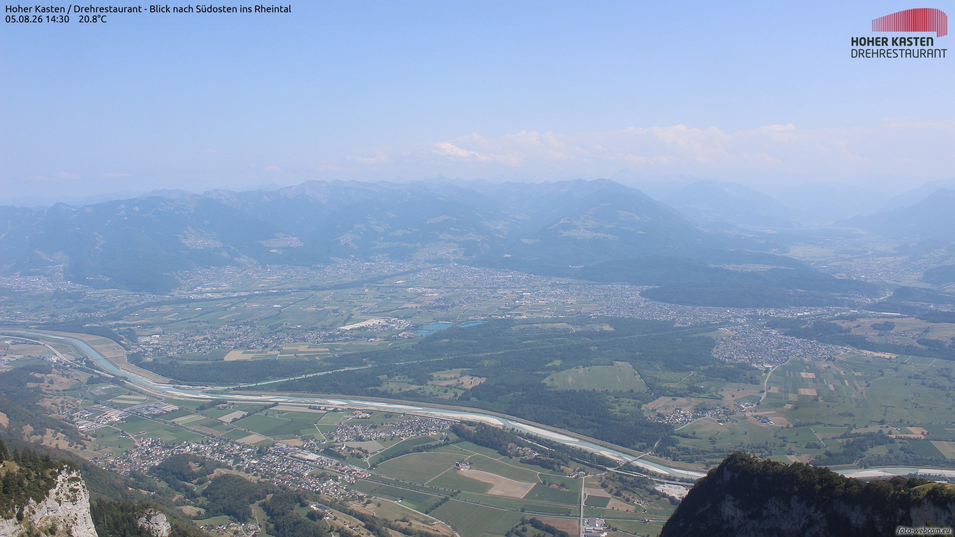 Archiv Foto Webcam Hoher Kasten - Blick ins Rheintal