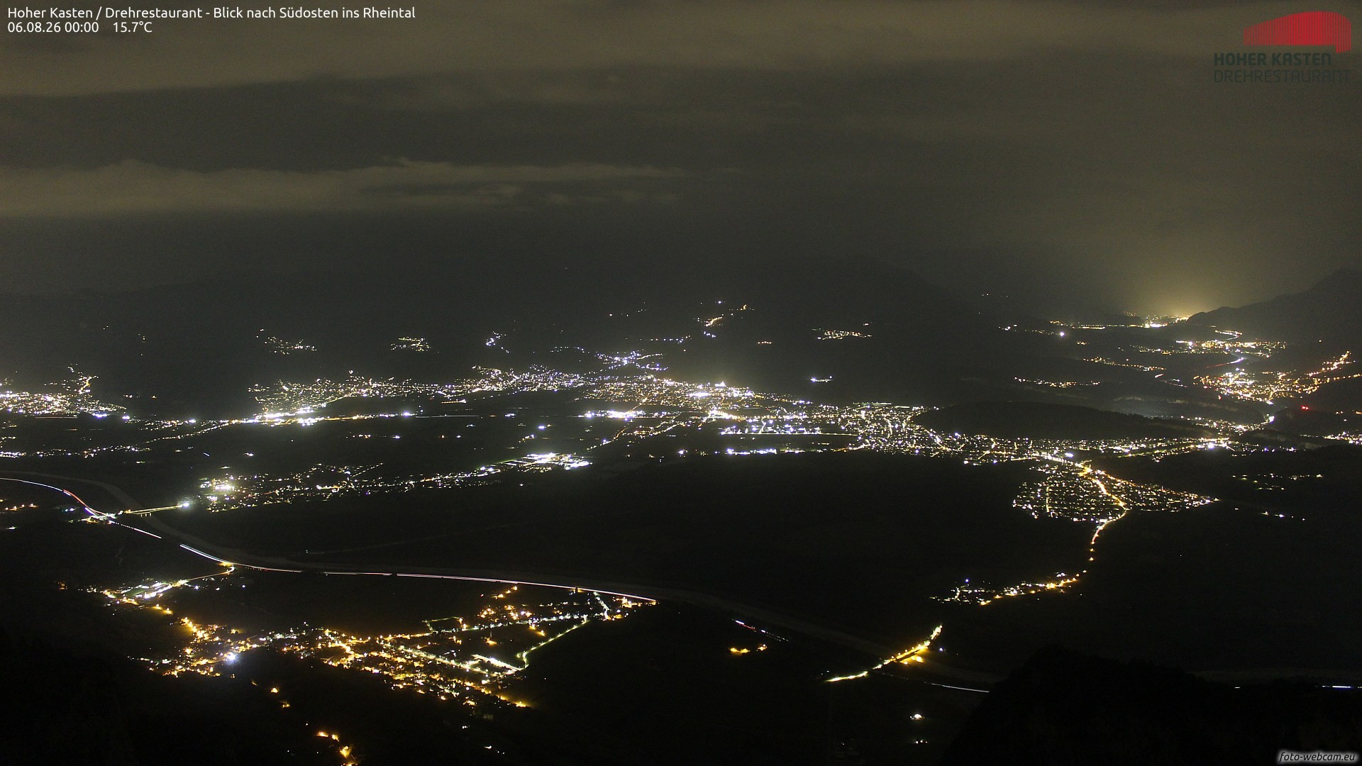Archiv Foto Webcam Hoher Kasten - Blick ins Rheintal