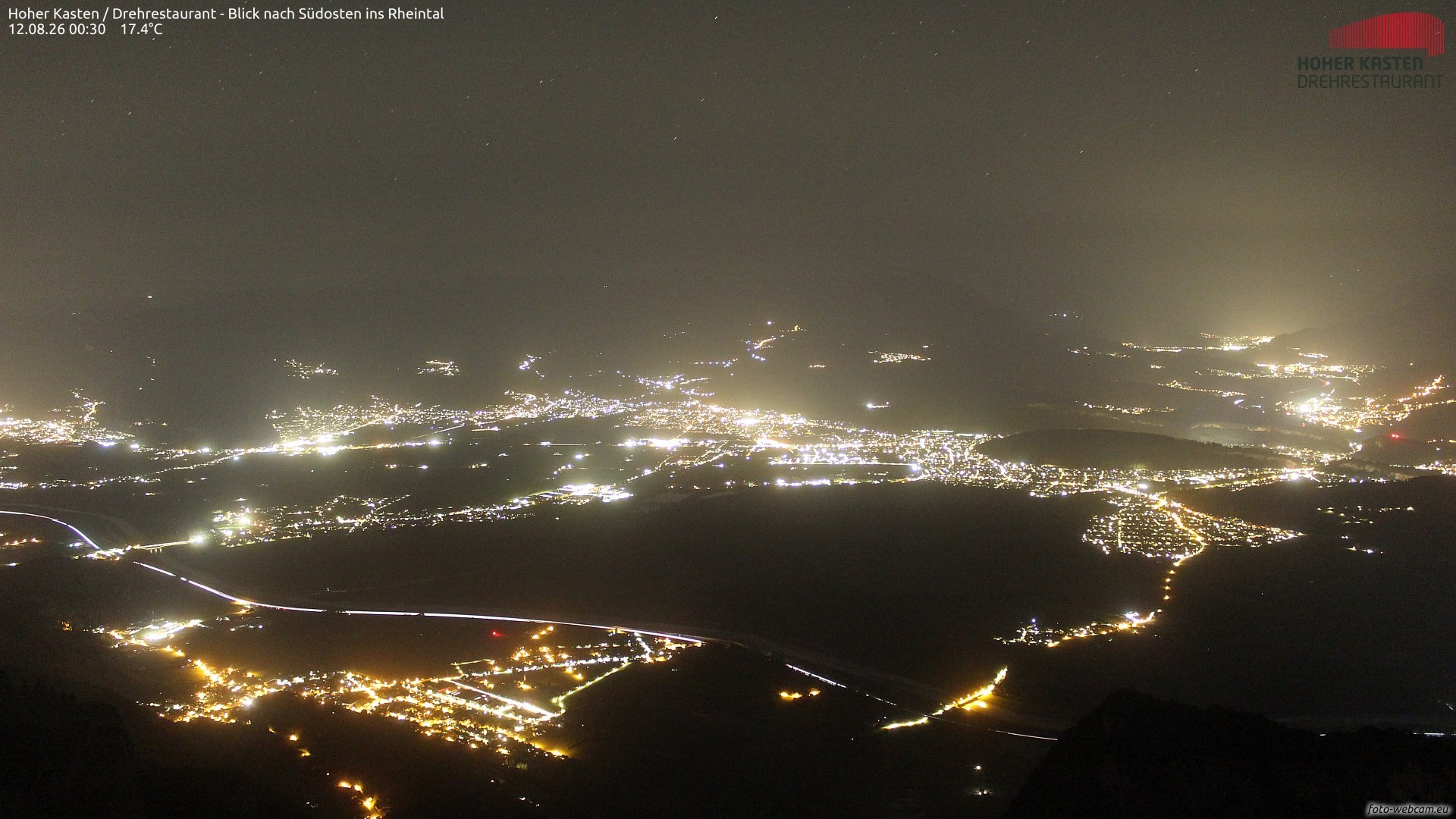 Archived image Webcam Hoher Kasten - View to the Rheintal