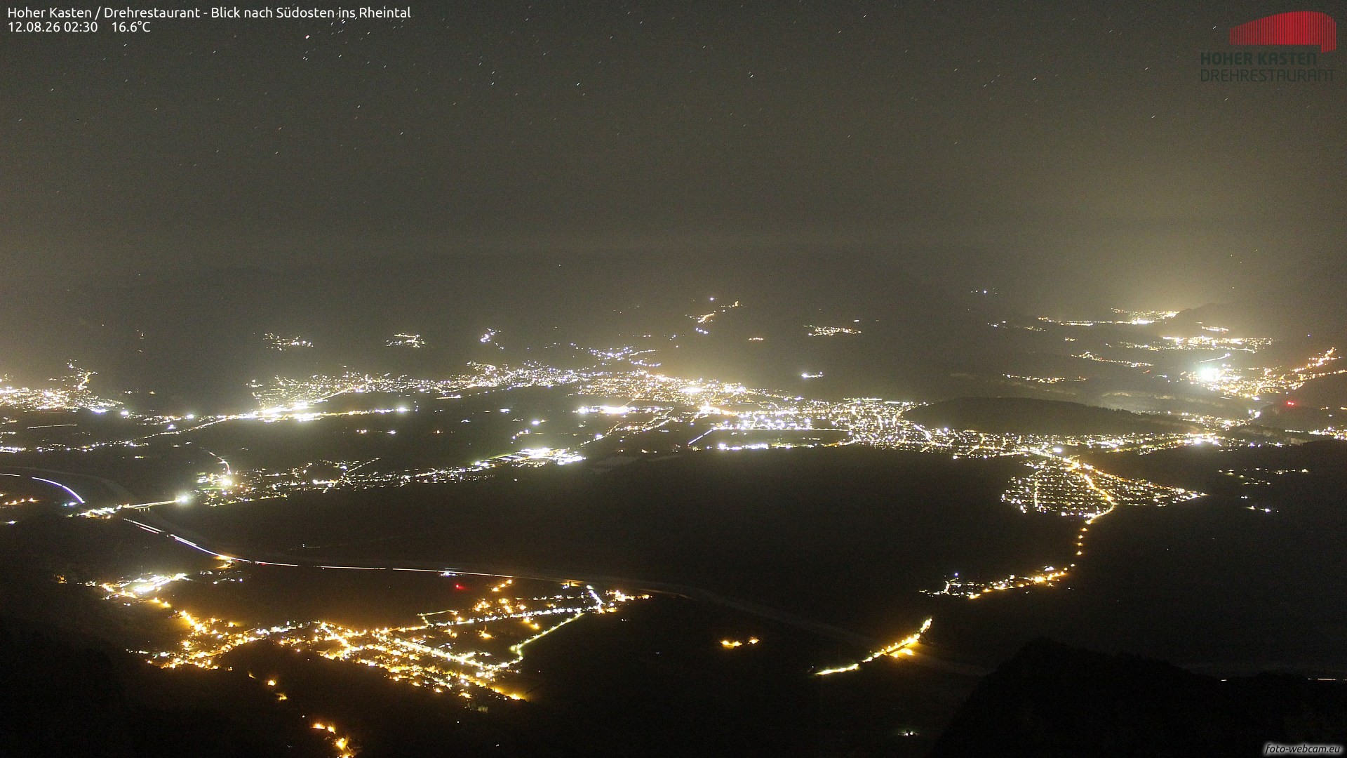 Archived image Webcam Hoher Kasten - View to the Rheintal