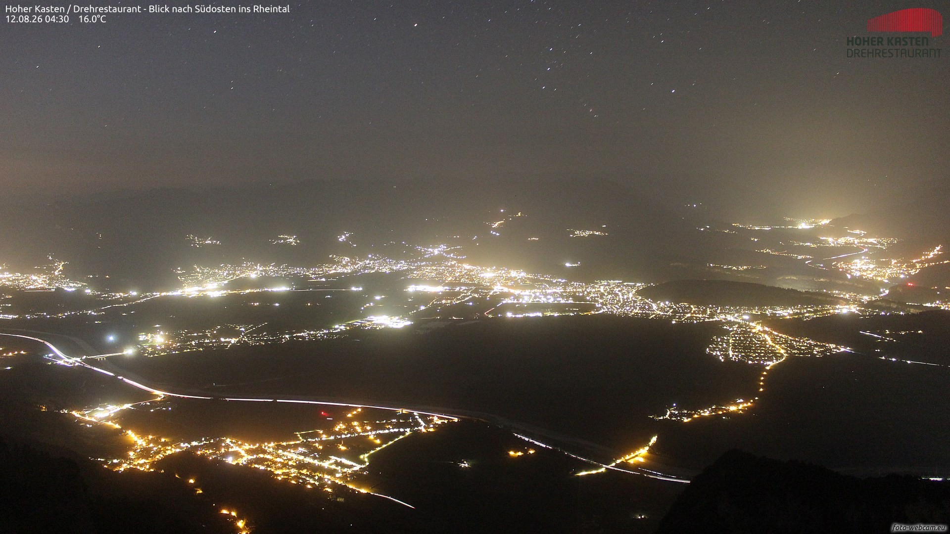 Archived image Webcam Hoher Kasten - View to the Rheintal
