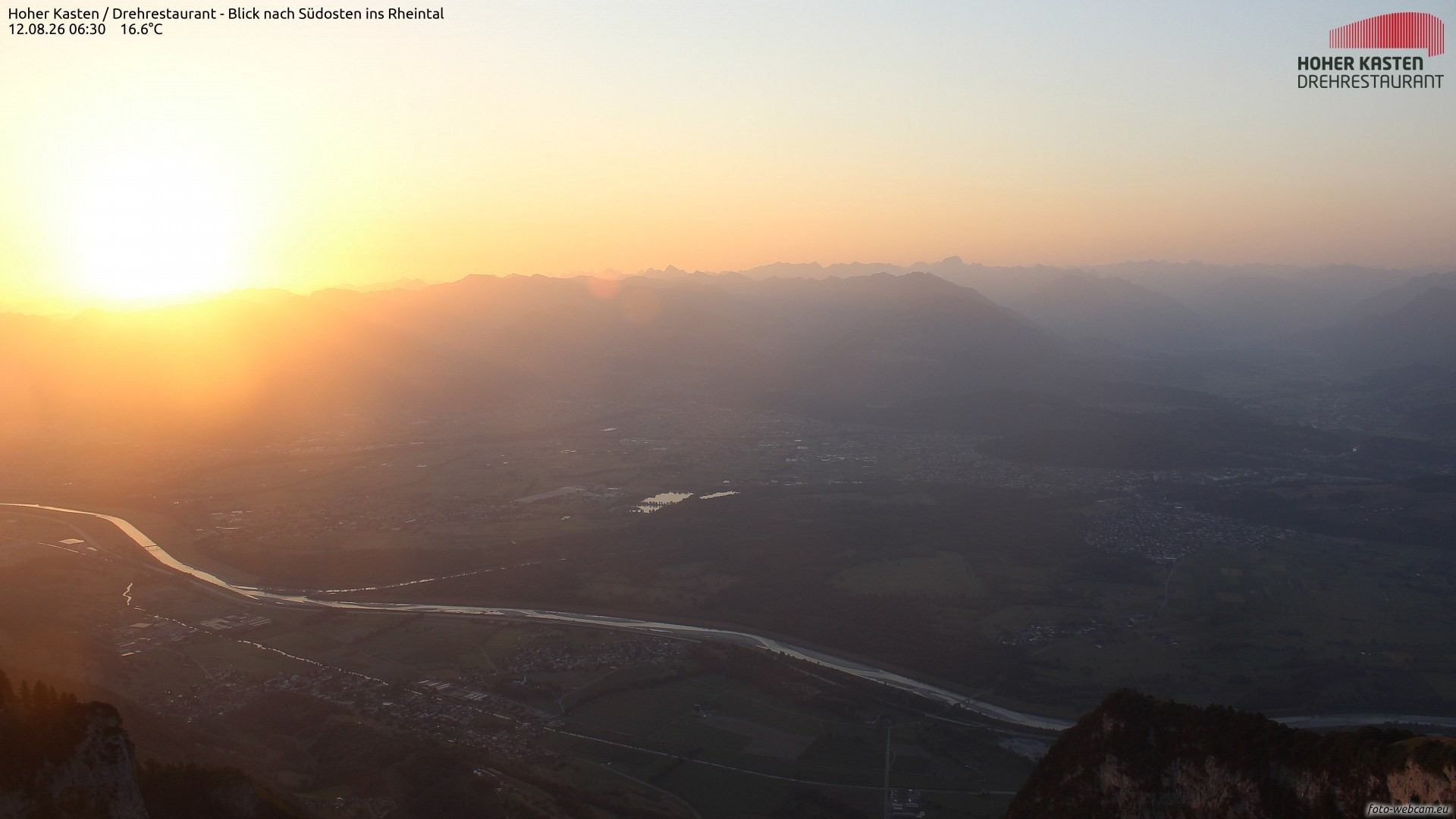Archived image Webcam Hoher Kasten - View to the Rheintal