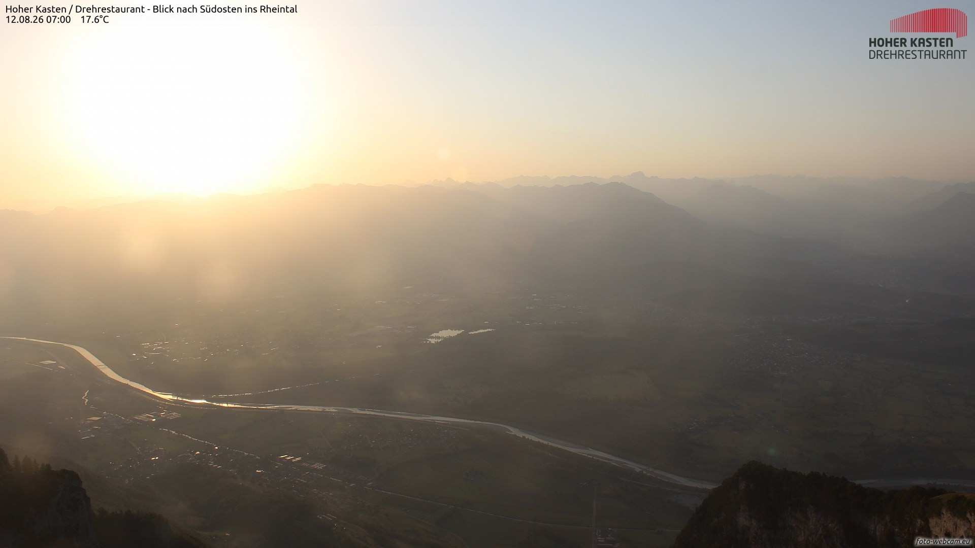 Archived image Webcam Hoher Kasten - View to the Rheintal