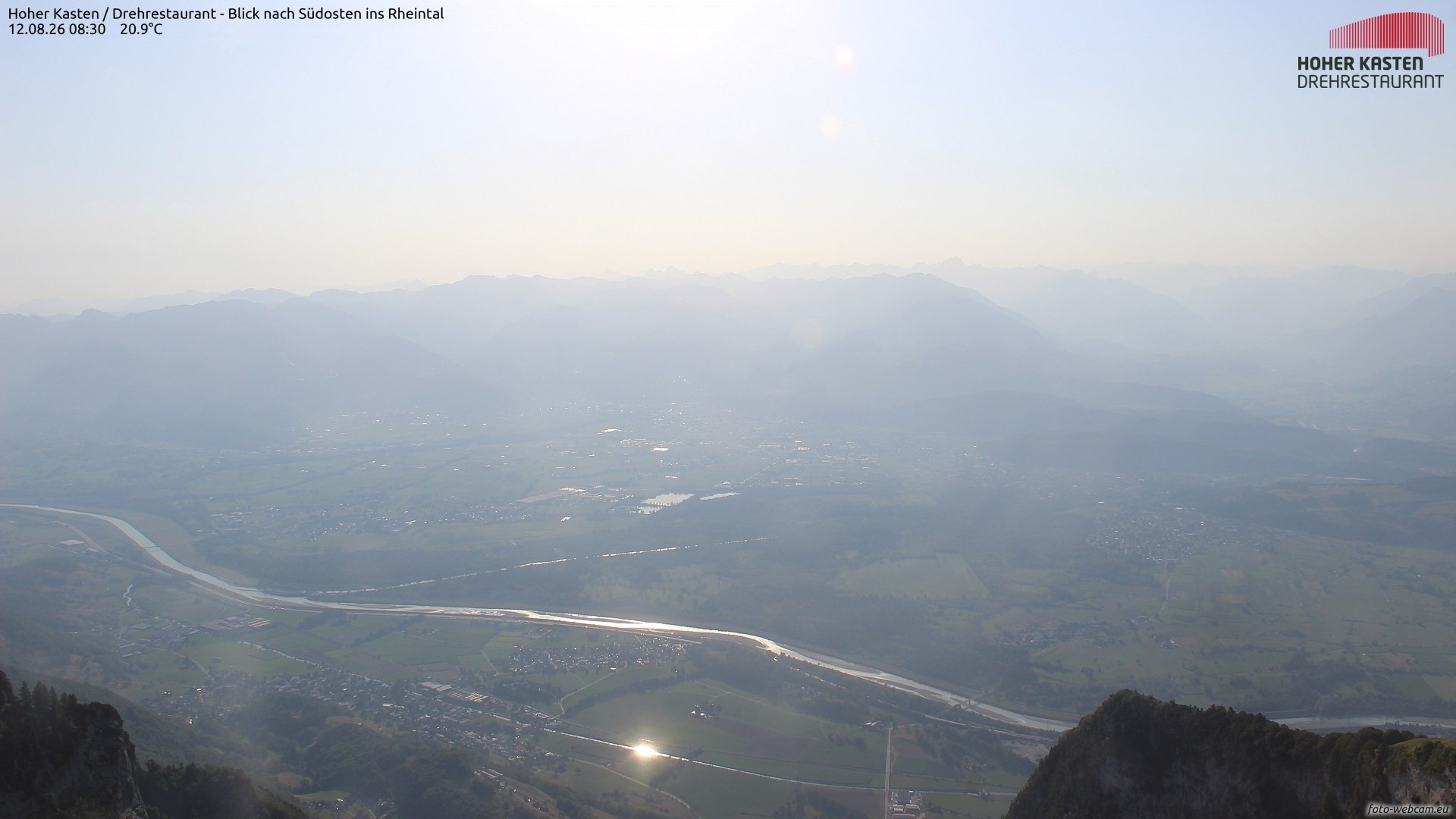 Archived image Webcam Hoher Kasten - View to the Rheintal