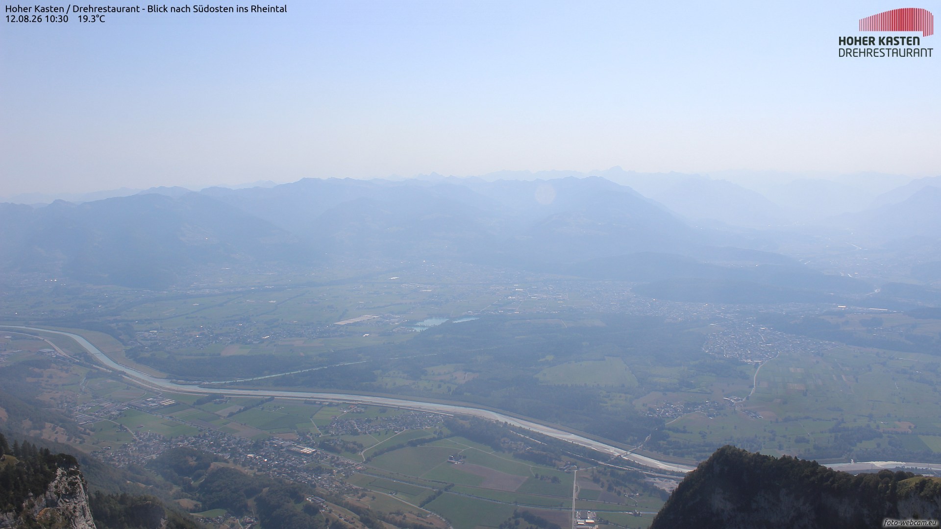 Archived image Webcam Hoher Kasten - View to the Rheintal