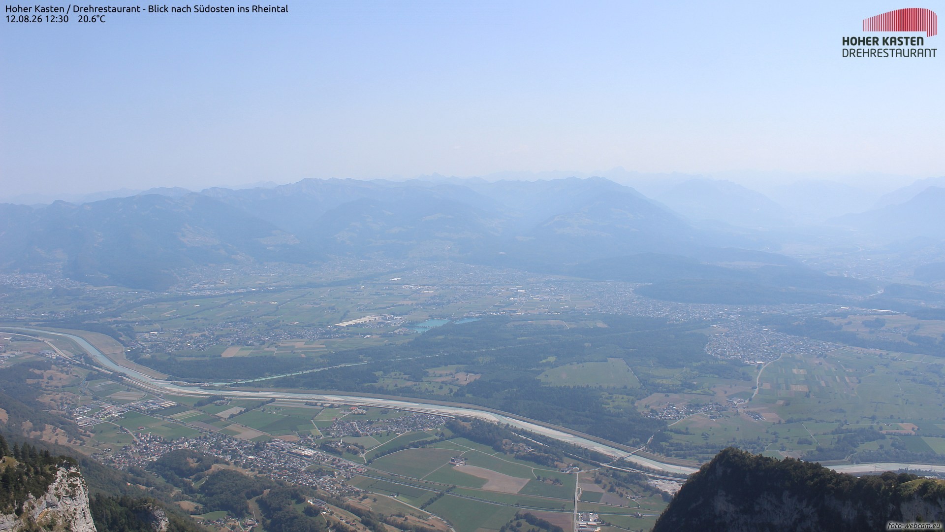 Archived image Webcam Hoher Kasten - View to the Rheintal