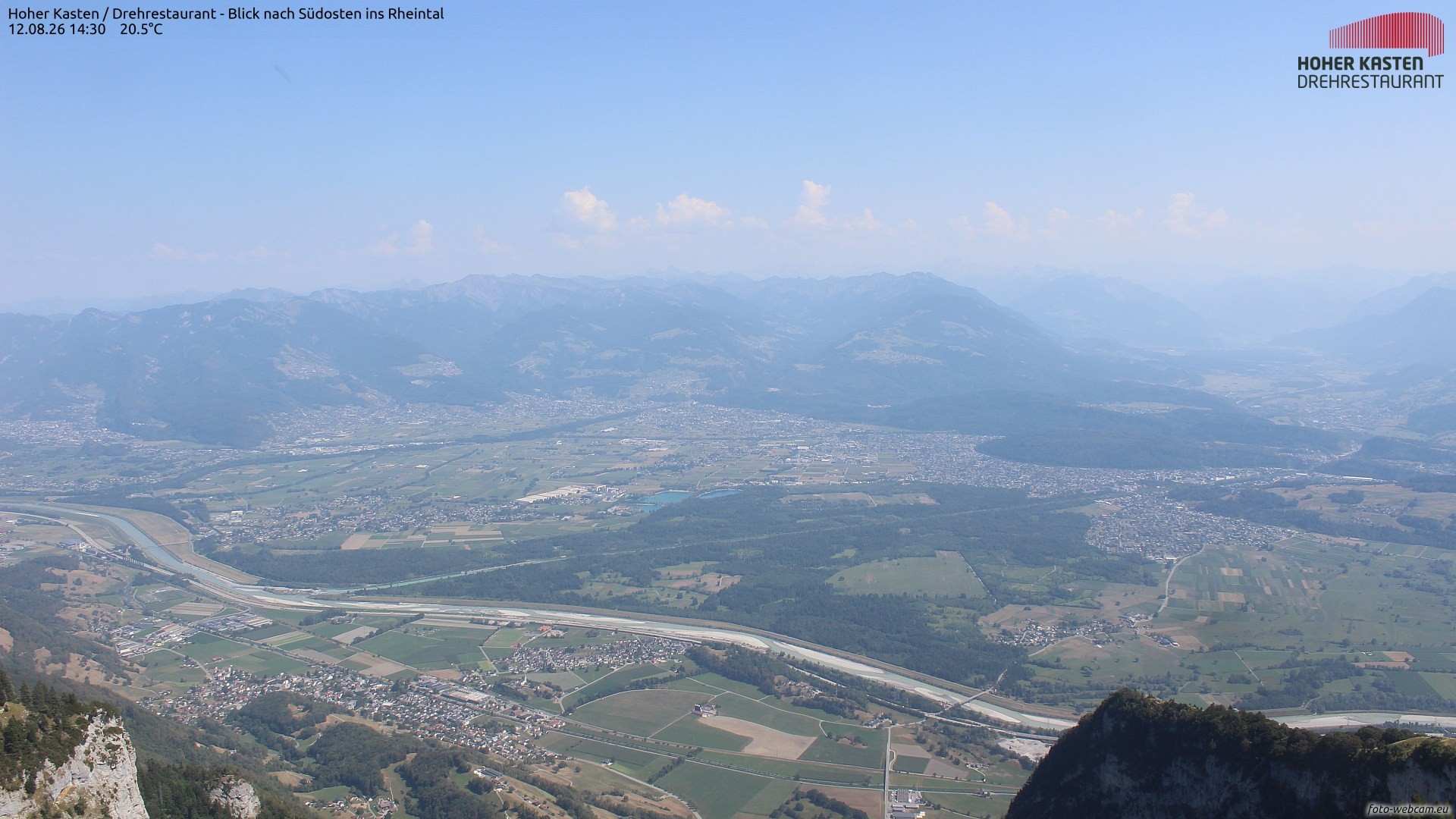 Archived image Webcam Hoher Kasten - View to the Rheintal