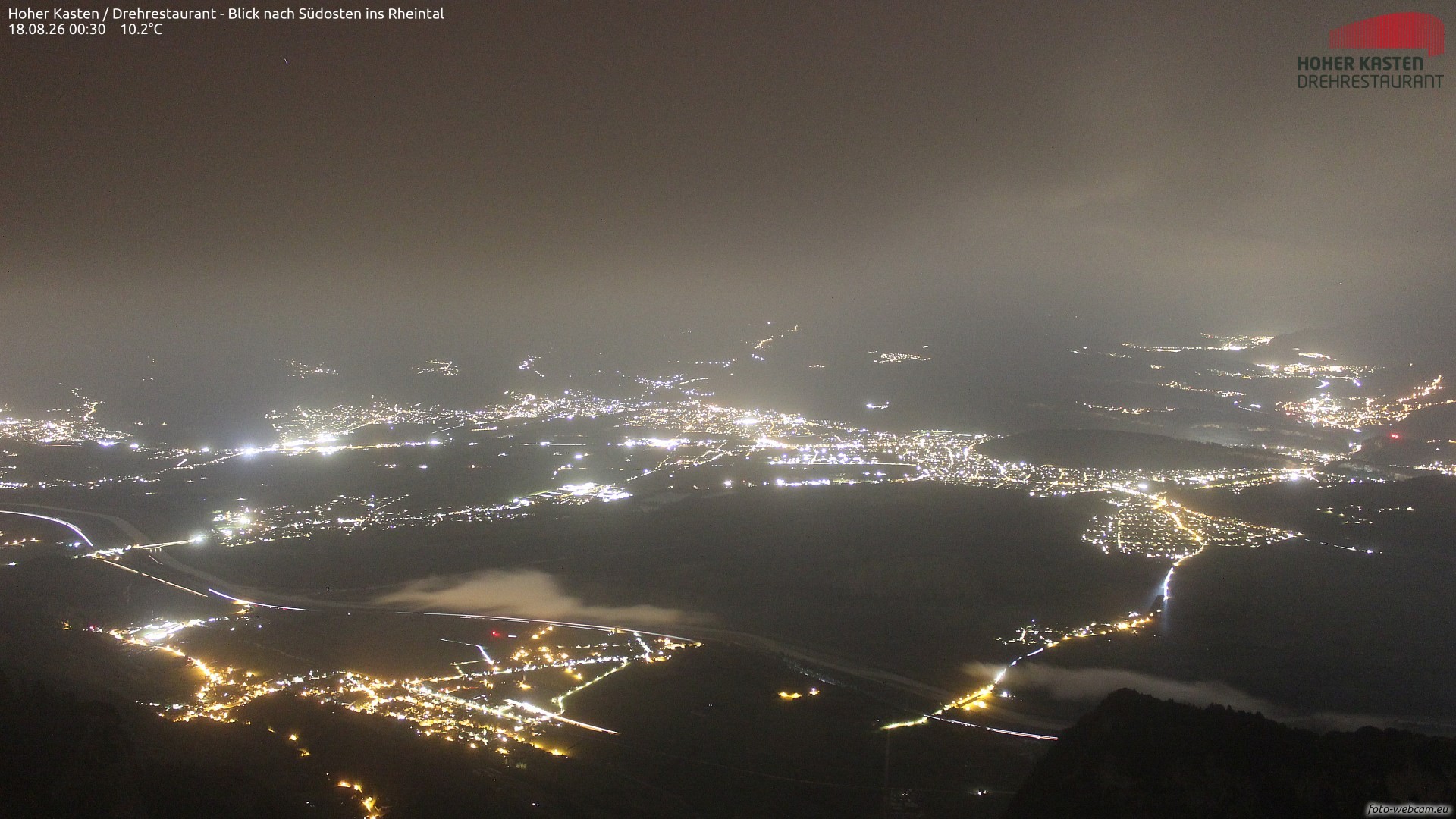 Archiv Foto Webcam Hoher Kasten - Blick ins Rheintal