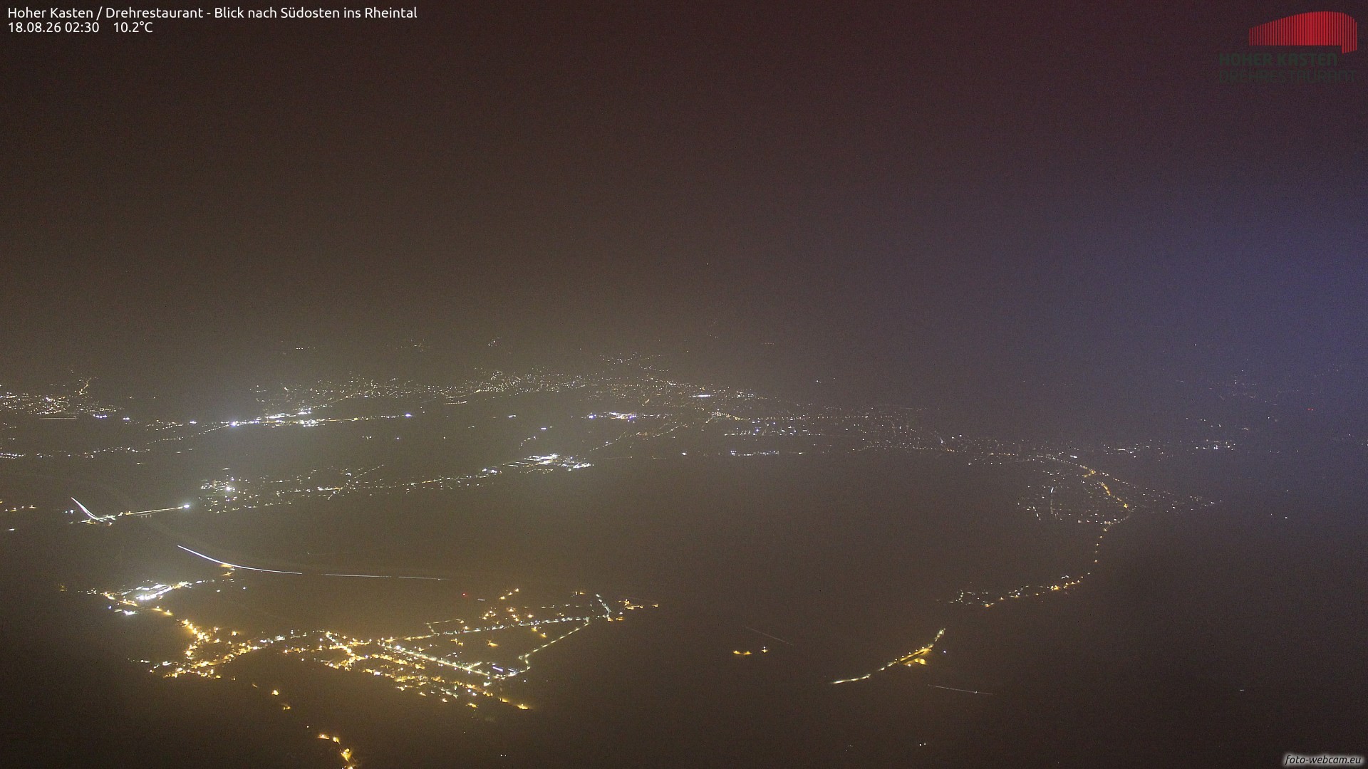 Archiv Foto Webcam Hoher Kasten - Blick ins Rheintal