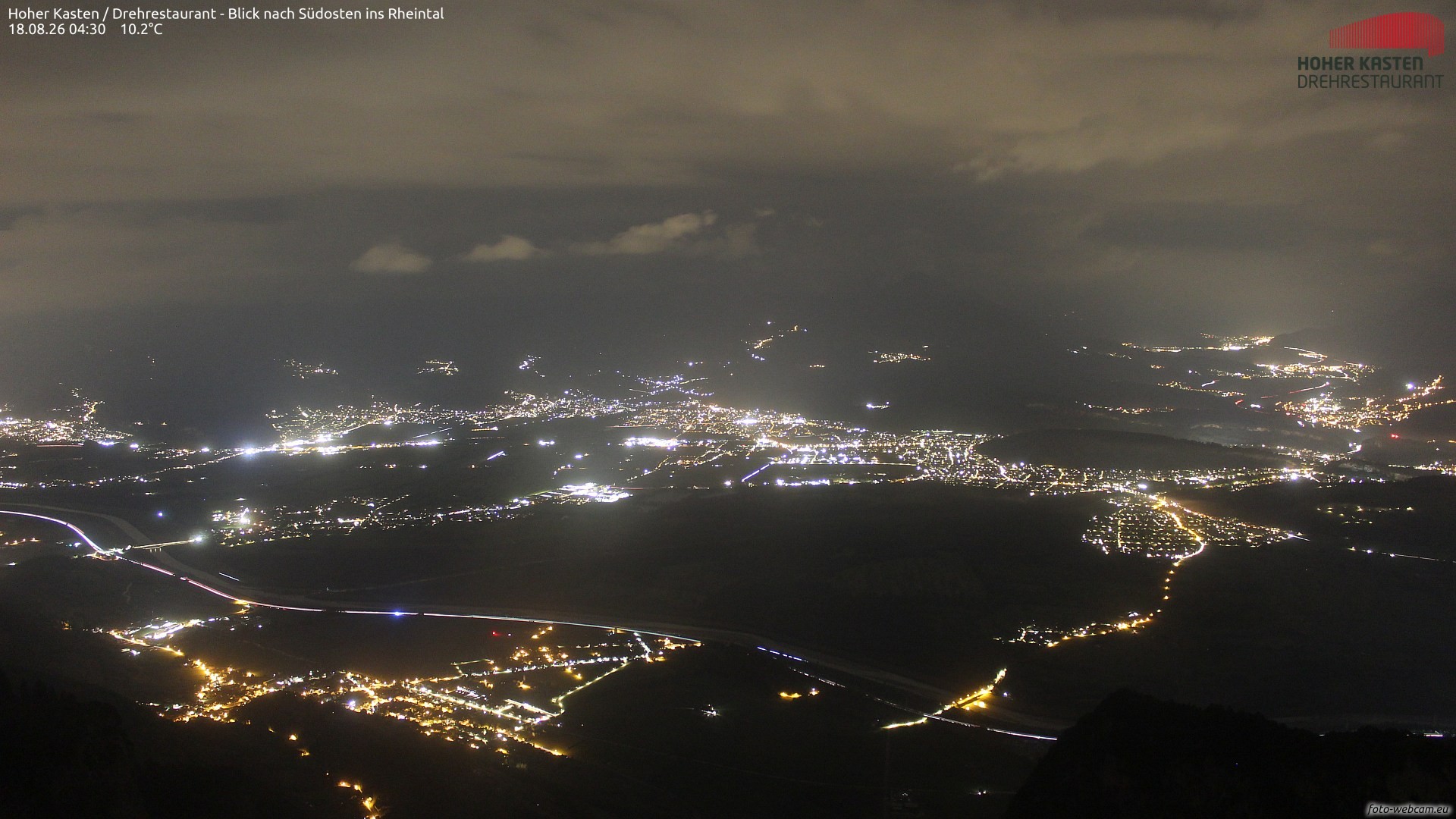 Archiv Foto Webcam Hoher Kasten - Blick ins Rheintal