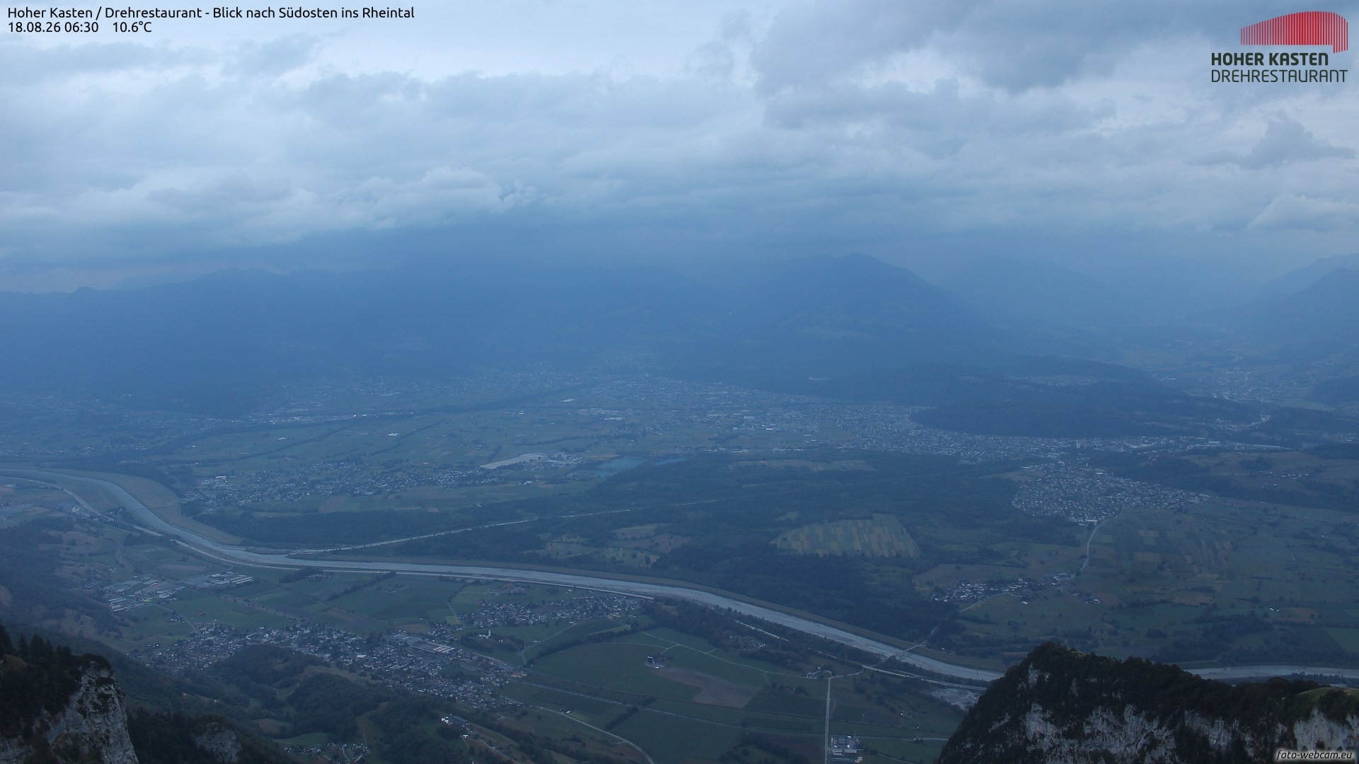 Archiv Foto Webcam Hoher Kasten - Blick ins Rheintal