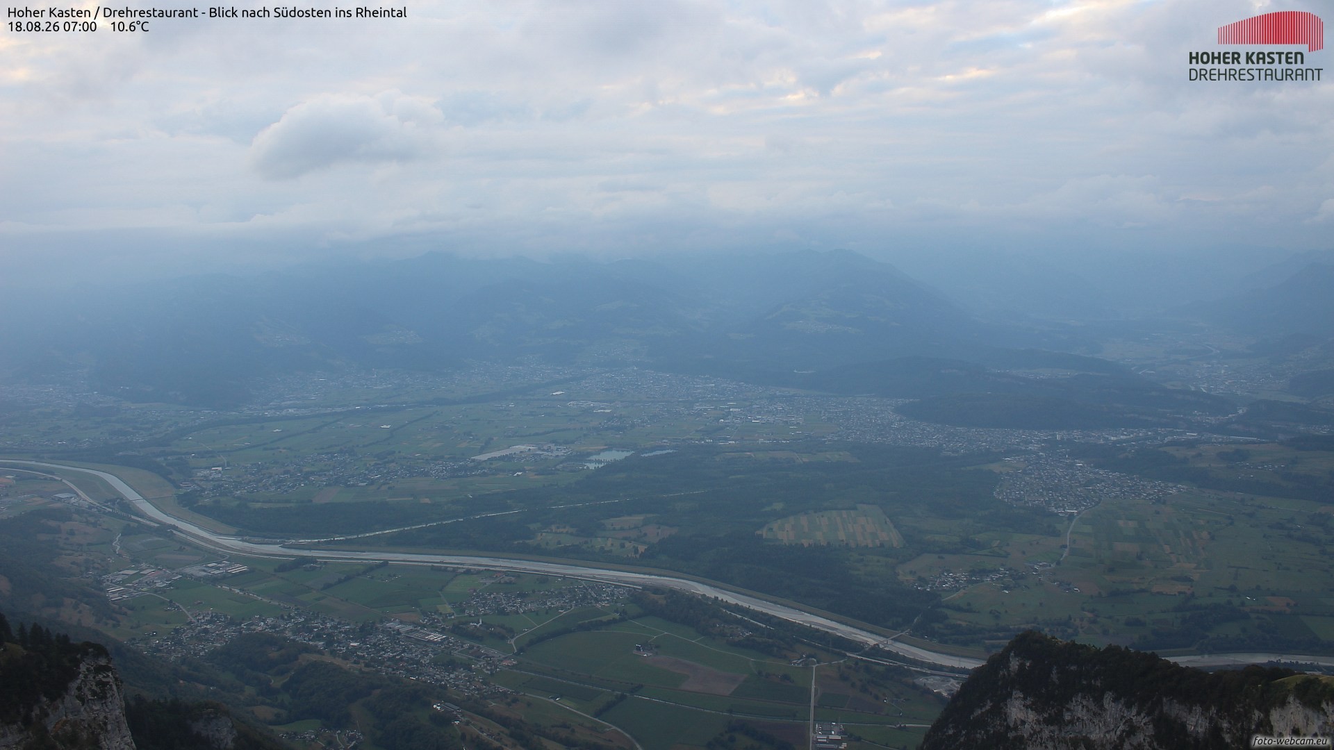 Archiv Foto Webcam Hoher Kasten - Blick ins Rheintal