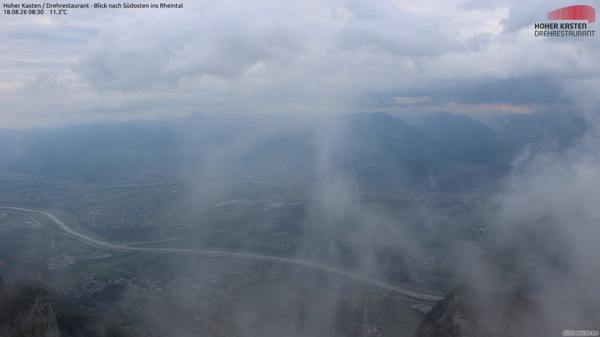 Archiv Foto Webcam Hoher Kasten - Blick ins Rheintal