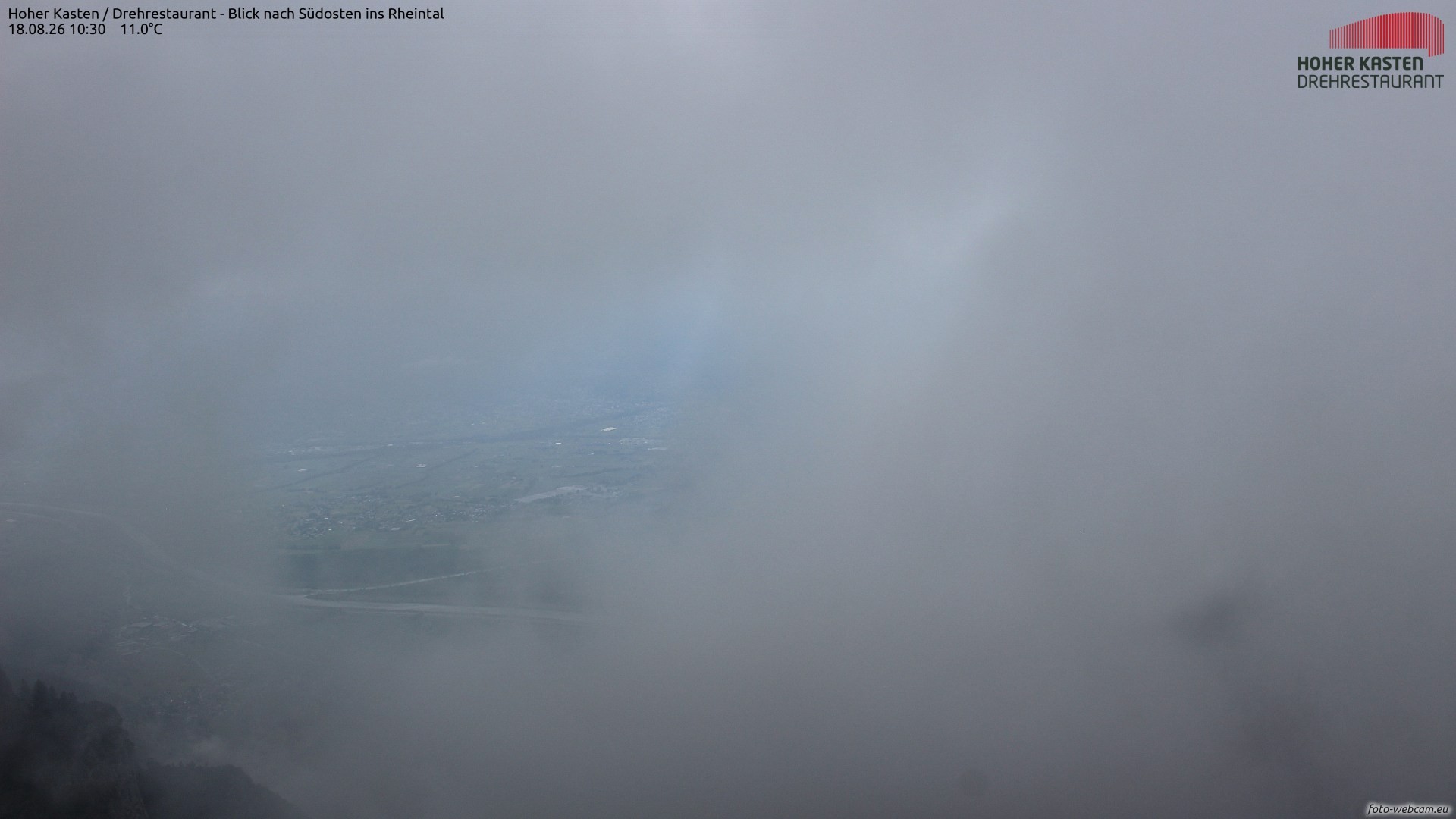 Archiv Foto Webcam Hoher Kasten - Blick ins Rheintal