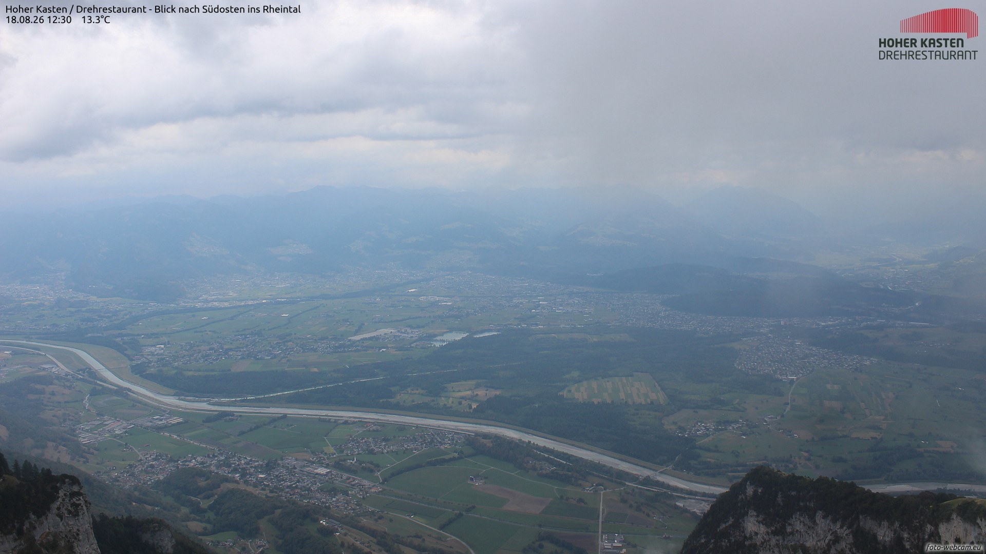 Archiv Foto Webcam Hoher Kasten - Blick ins Rheintal