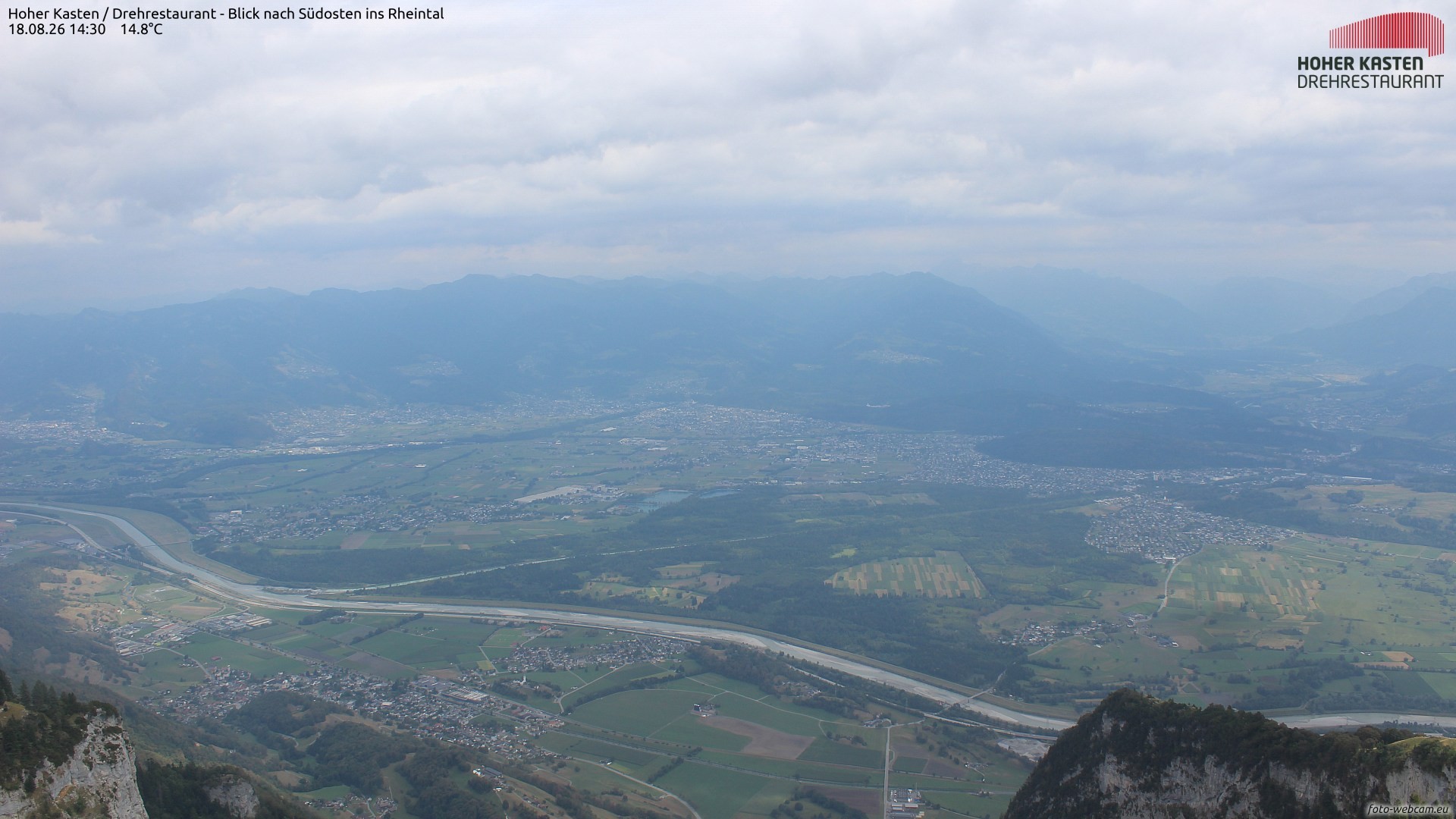 Archiv Foto Webcam Hoher Kasten - Blick ins Rheintal