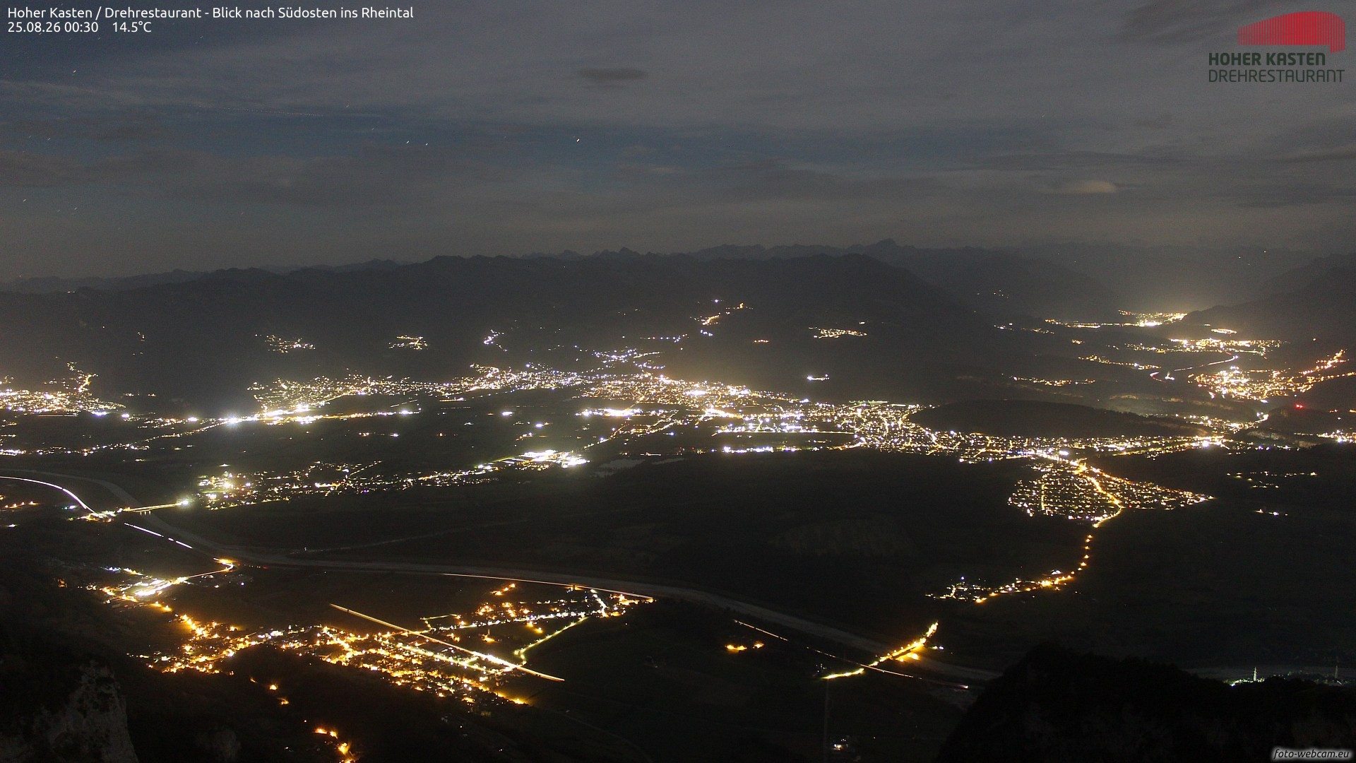Archiv Foto Webcam Hoher Kasten - Blick ins Rheintal
